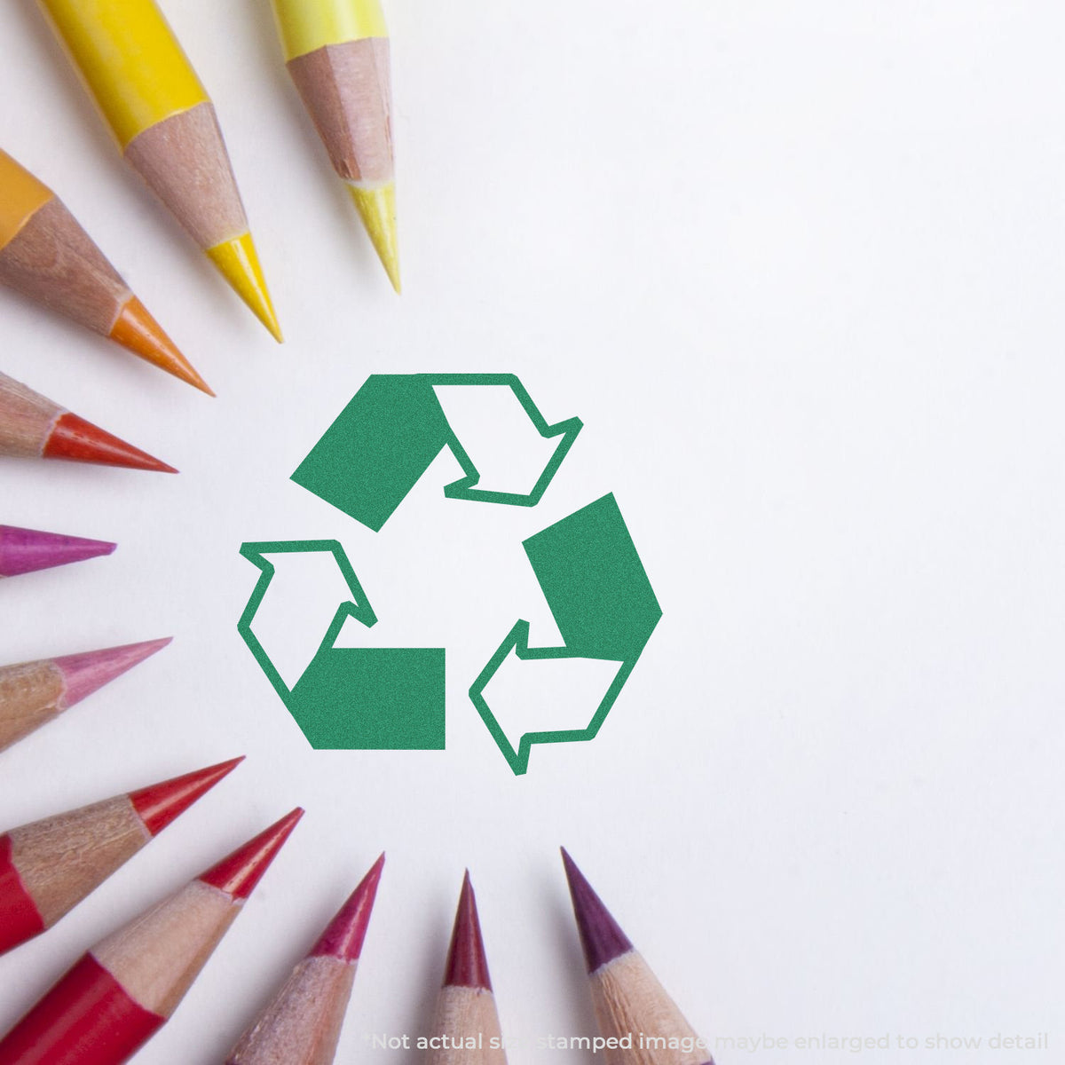 "Recycle logo" mark stamped for document handling, Xstamper 11417 stamp