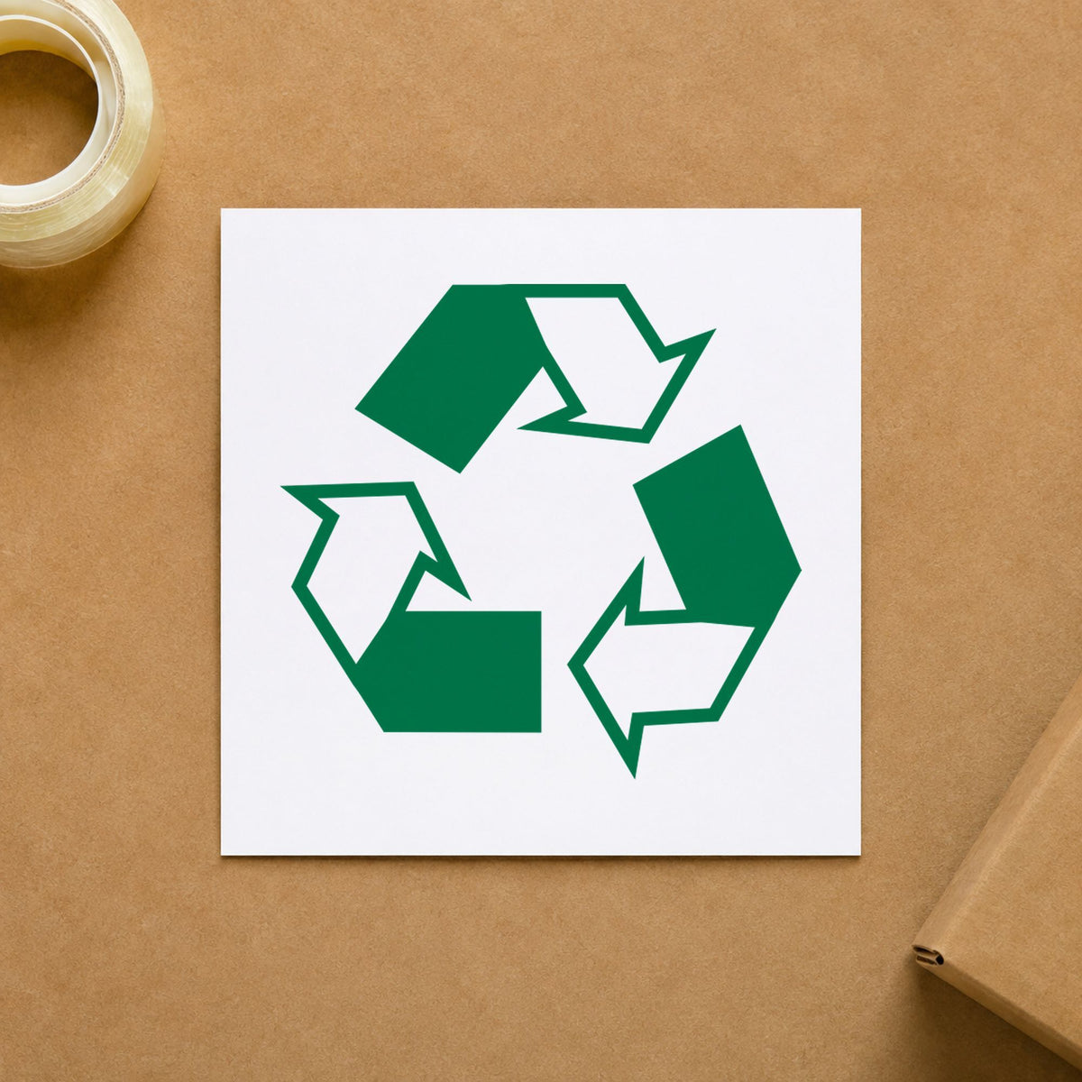 Crisp "Recycle logo" imprint produced by the Round Recycle Logo Stamp