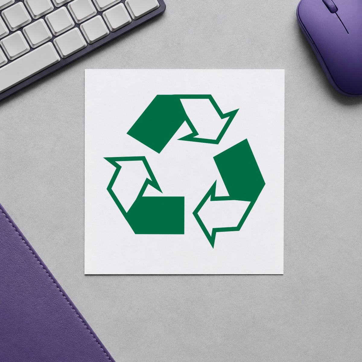 Marking a page "Recycle logo" with the Round Recycle Logo Stamp