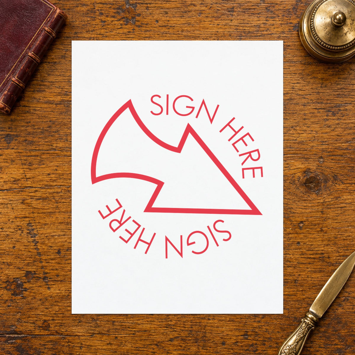"Sign here" imprint from fixed stock wording, no customization needed