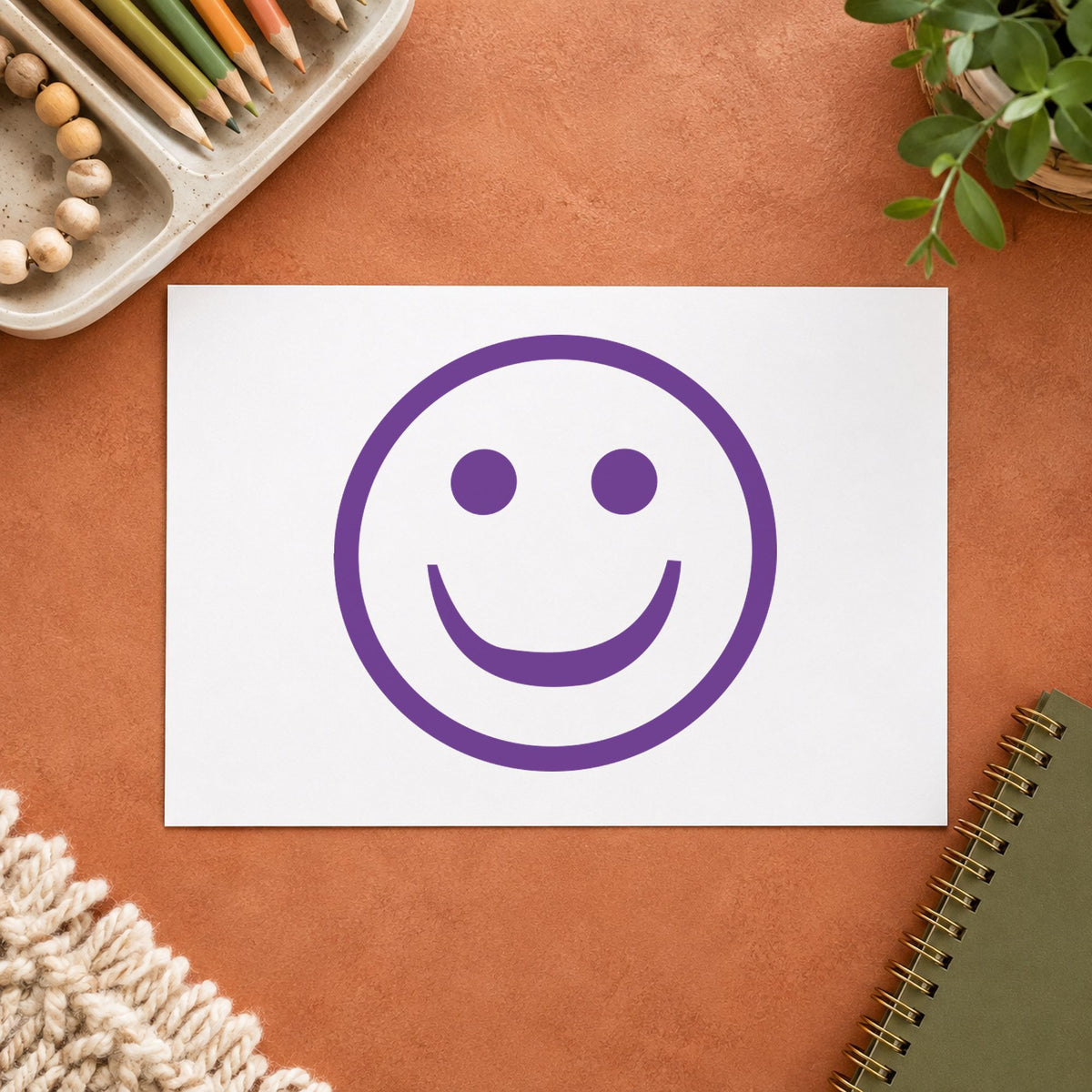 "Smiley face" imprint from fixed stock wording, no customization needed