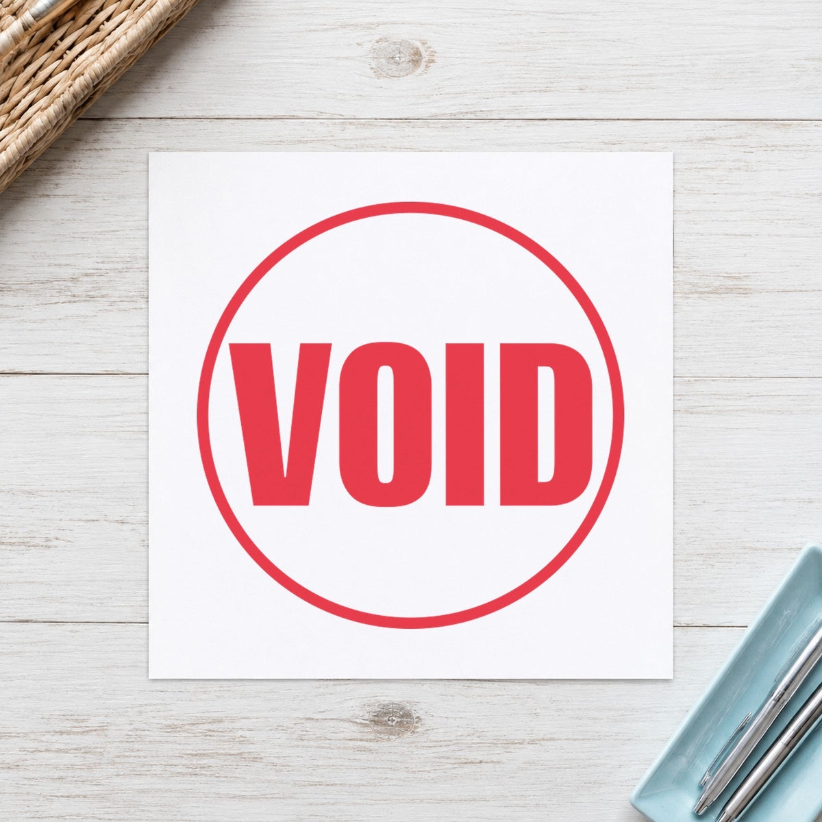"Void" stamp impression made with pre-inked Xstamper 11419