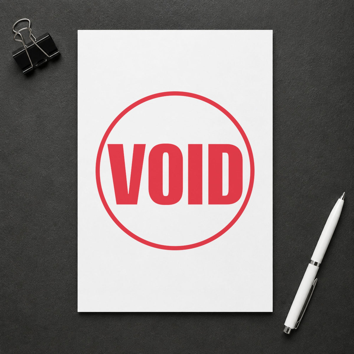 Round Void Document Stamp leaving a clean "Void" impression