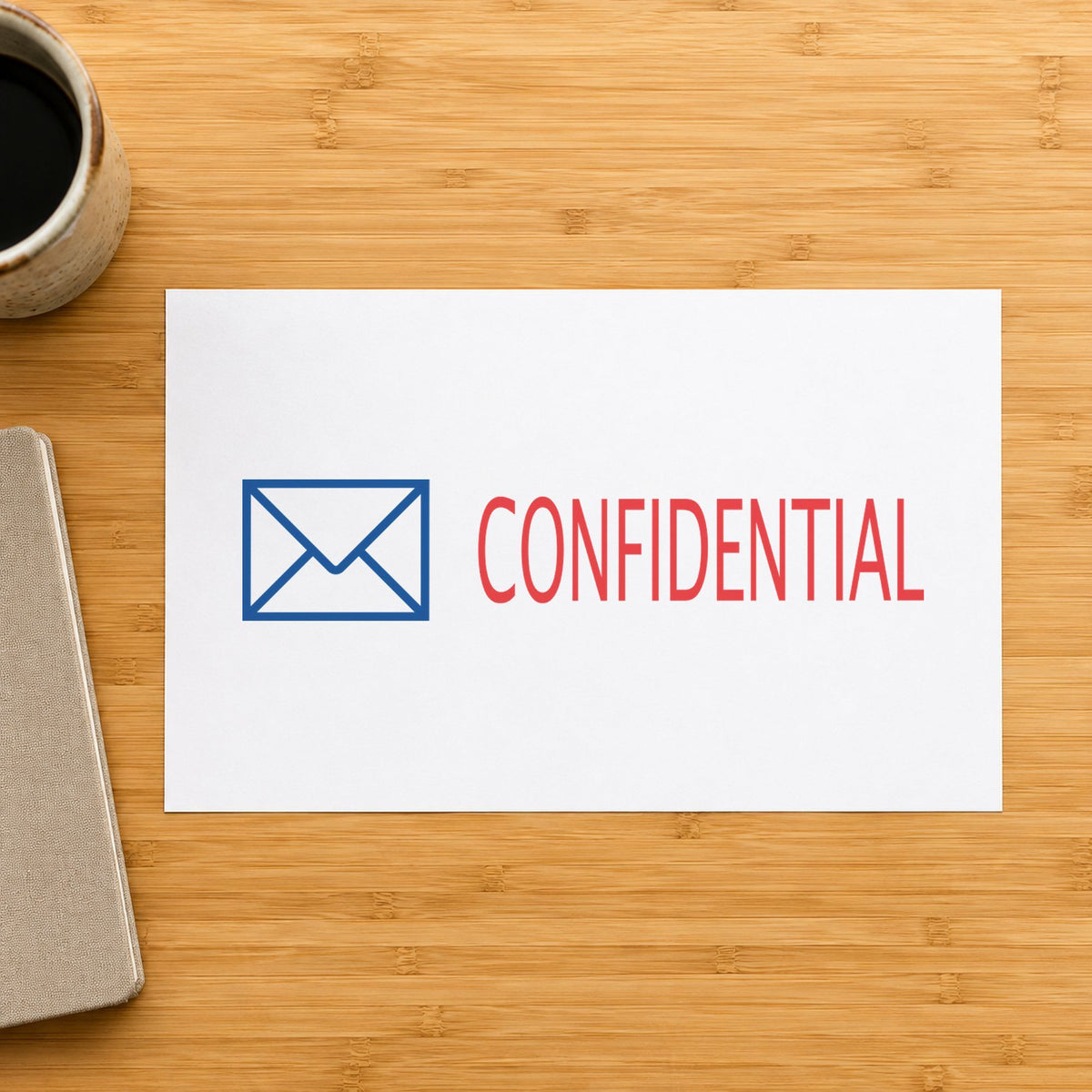 "Confidential" imprint stamped on a document with the Two-Color Confidential Stamp