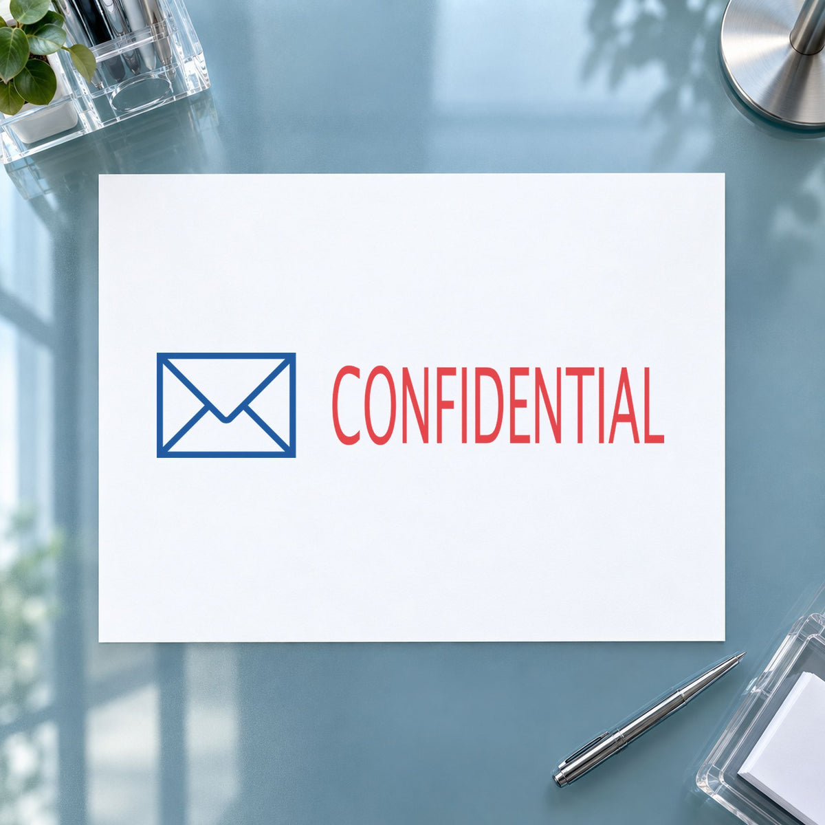 "Confidential" imprint from fixed stock wording, no customization needed