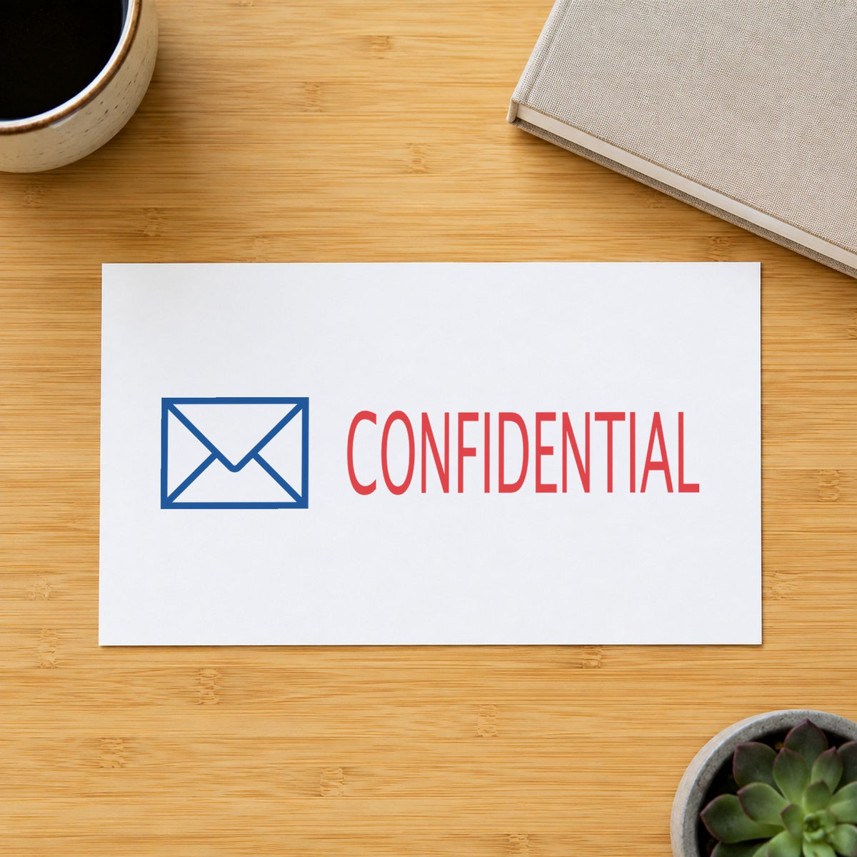 "Confidential" impression shown close up, rectangular imprint at 1/2 x 1-5/8 in