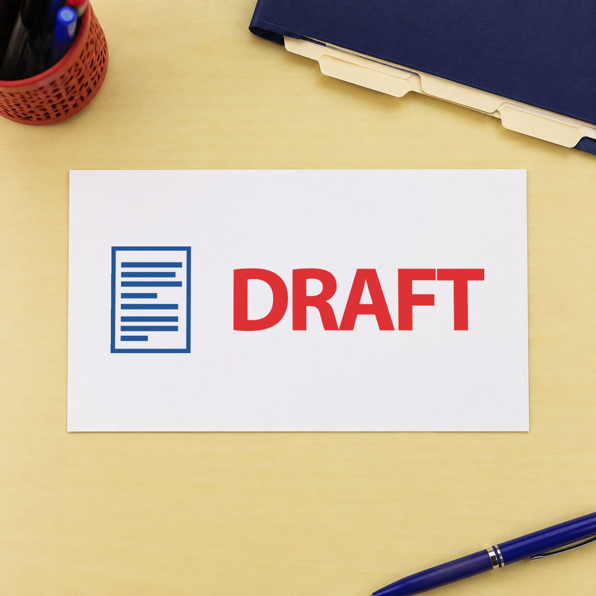 "Draft" stamp mark in everyday office use, Xstamper 2031
