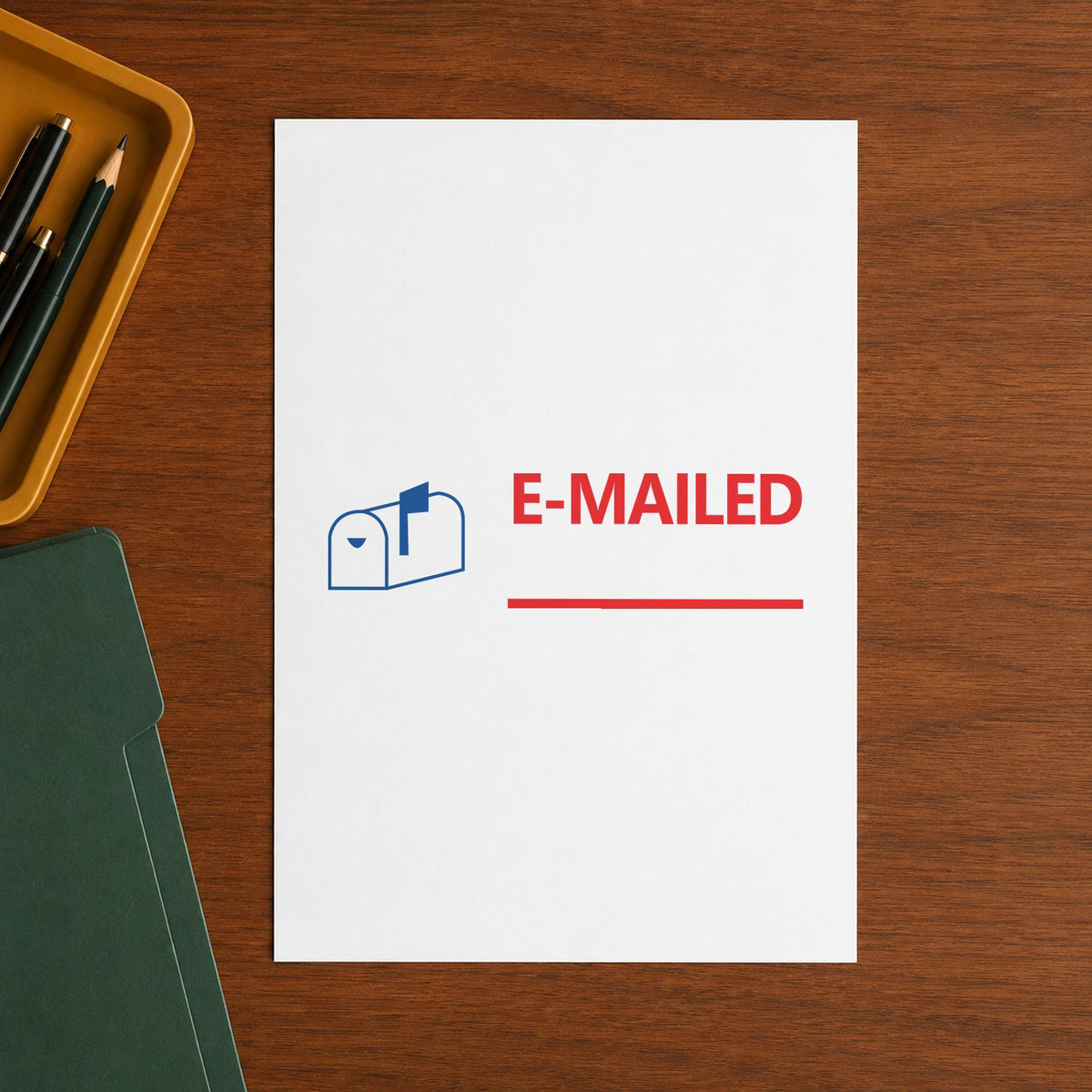Crisp "Emailed" imprint produced by the Xstamper Emailed Office Stamp