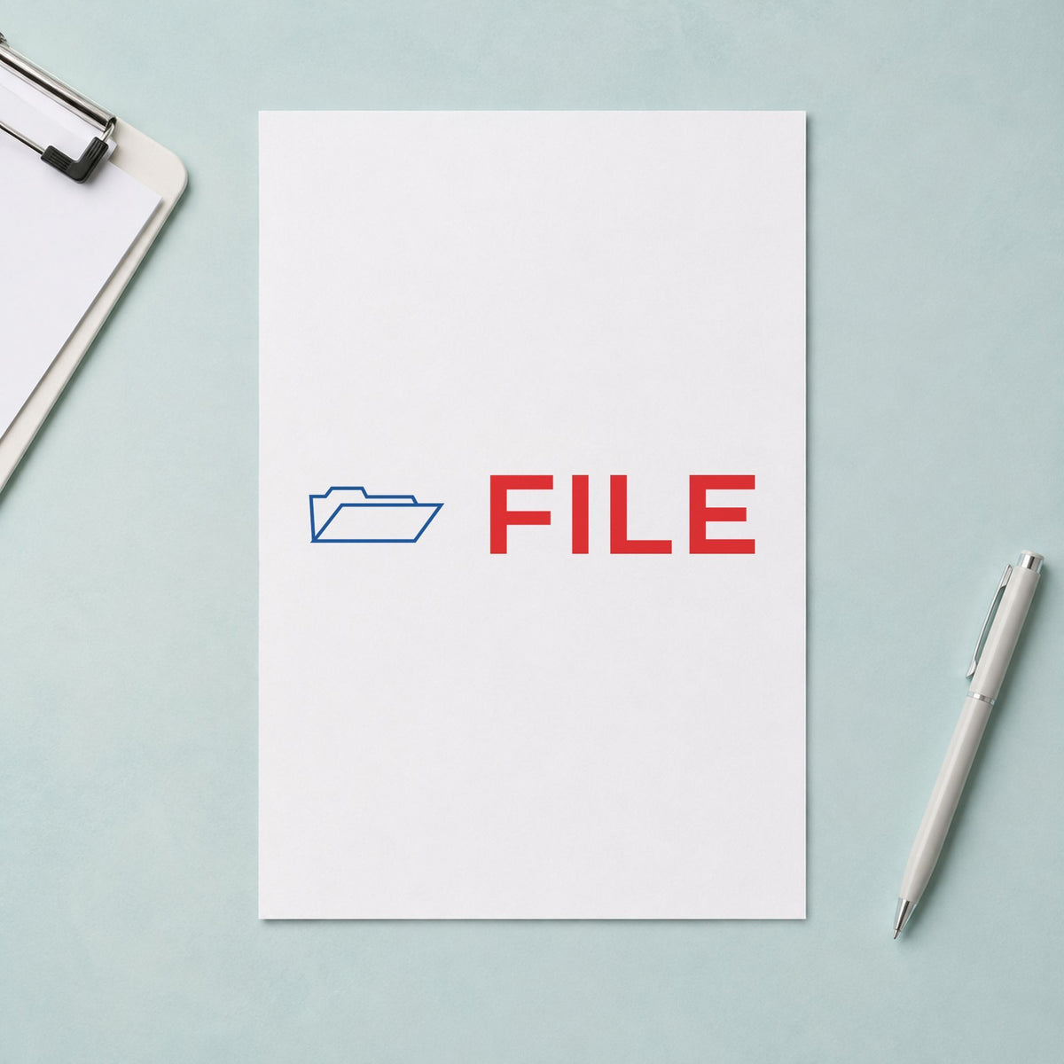 "File" imprint stamped on a document with the File Stamp