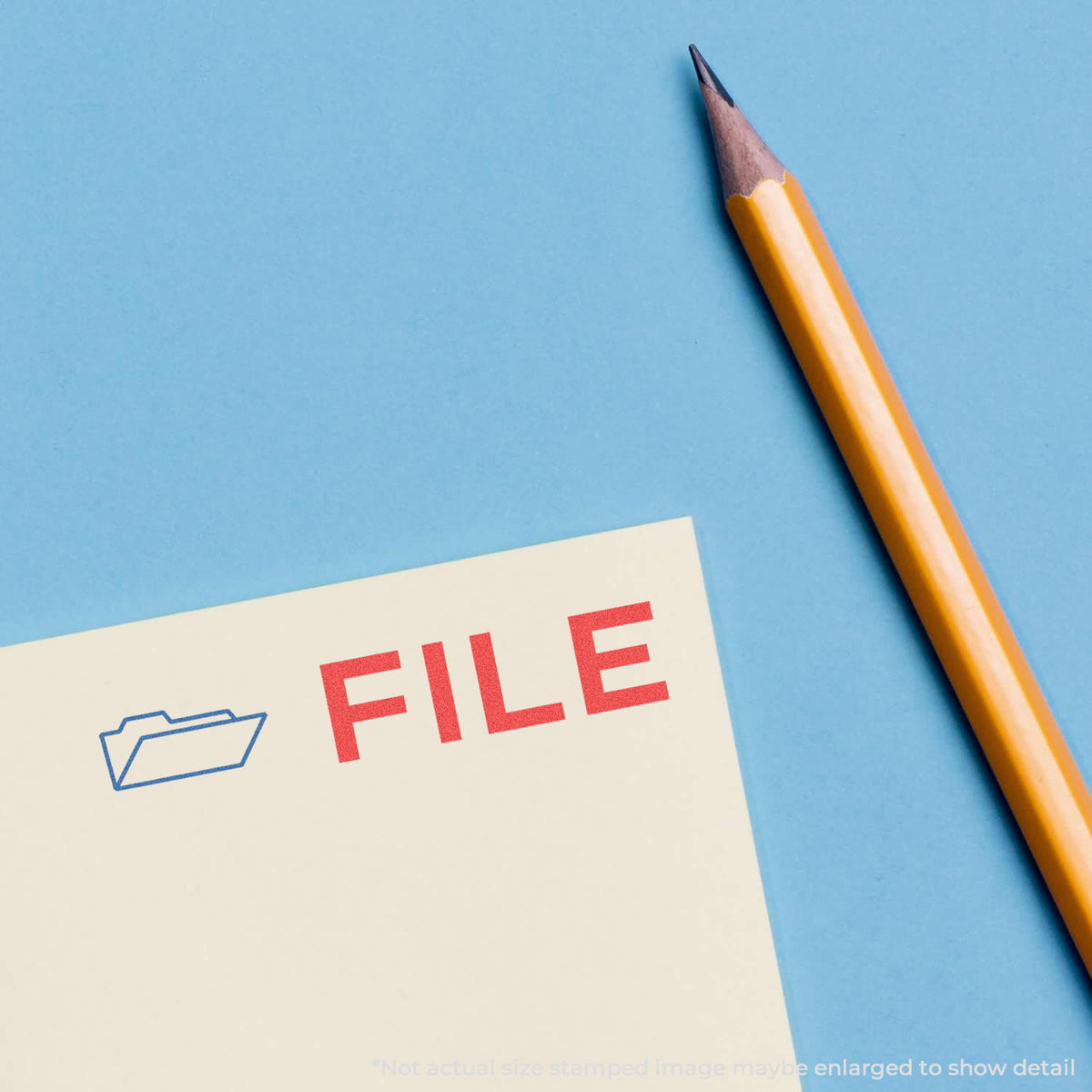 "File" mark stamped for document handling, Xstamper 2028 stamp