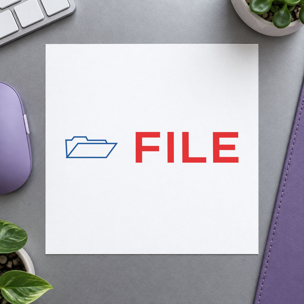 "File" mark added to paperwork with a pre-inked Xstamper stamp