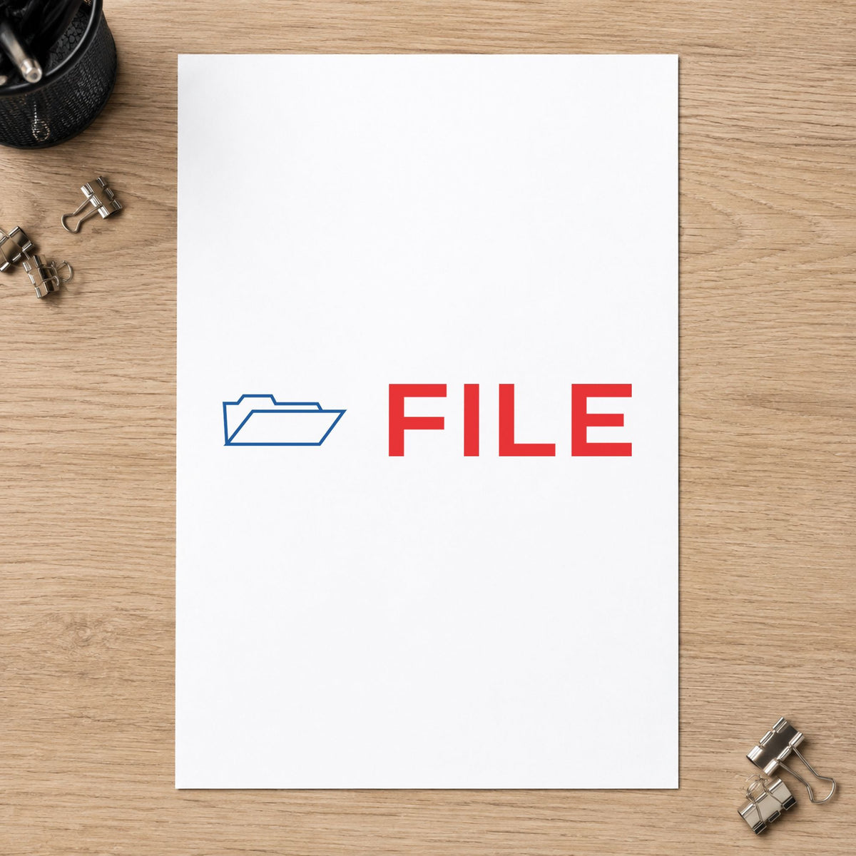 "File" stamp mark in everyday office use, Xstamper 2028