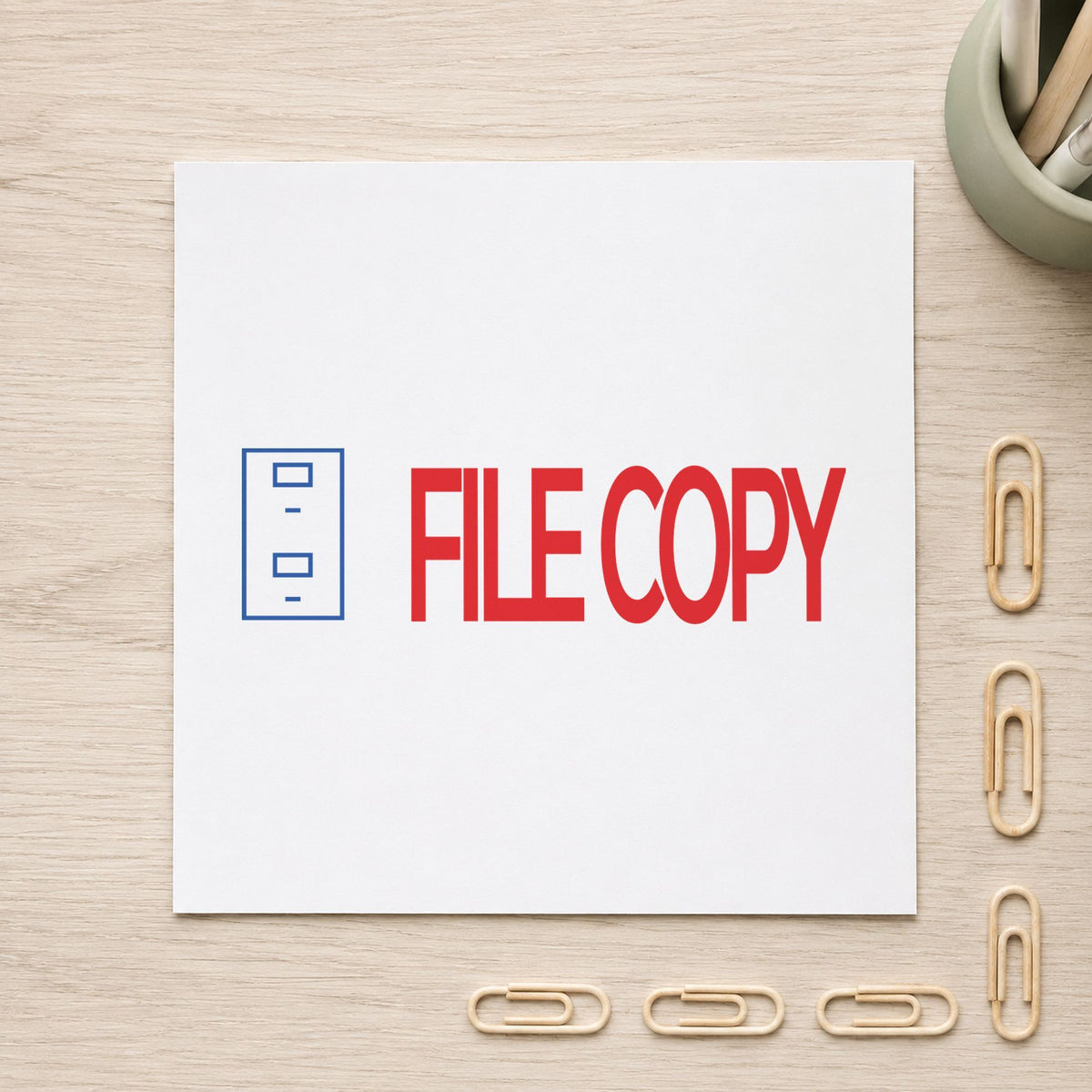 "File copy" imprint stamped on a document with the File Copy Document Stamp