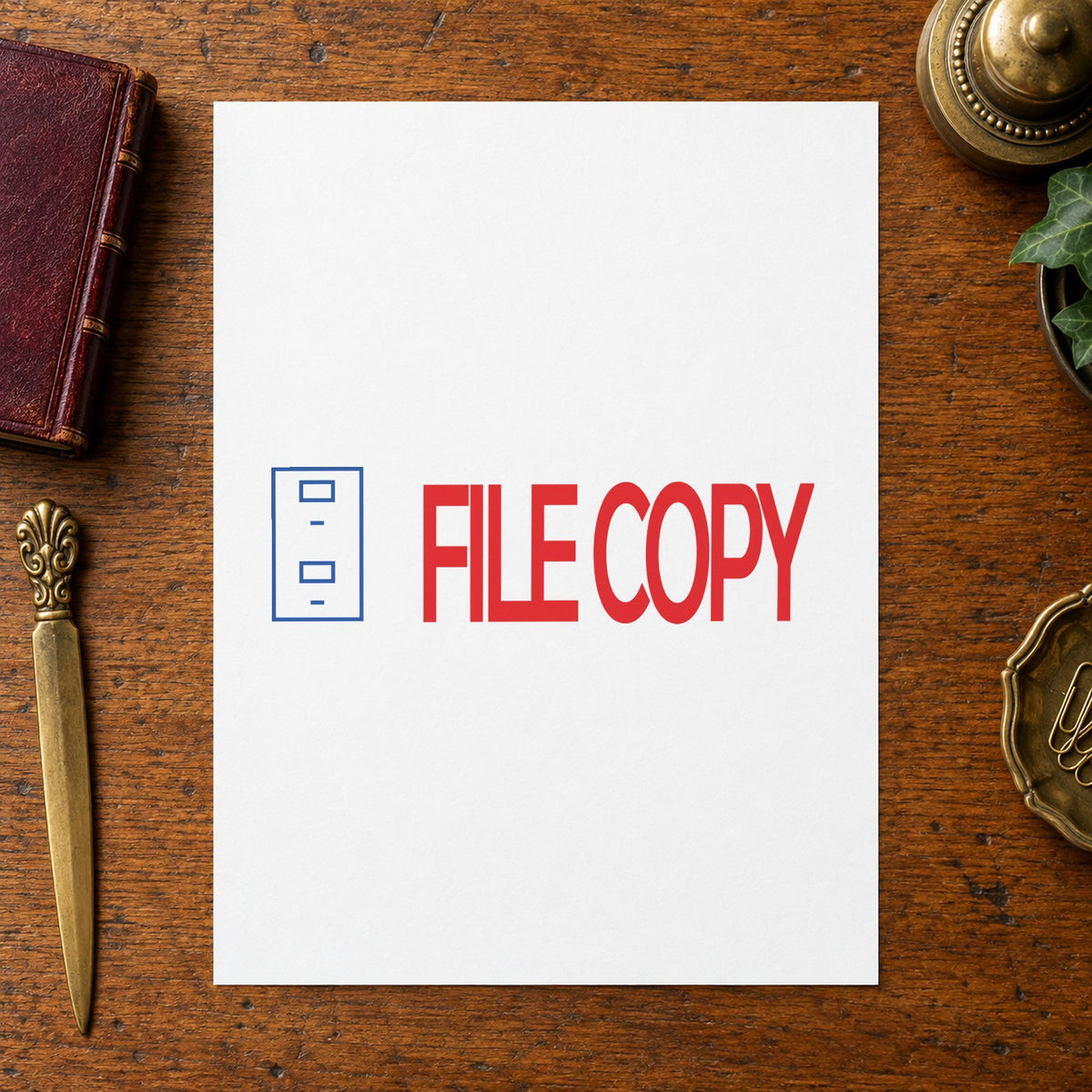 "File copy" mark added to paperwork with a pre-inked Xstamper stamp