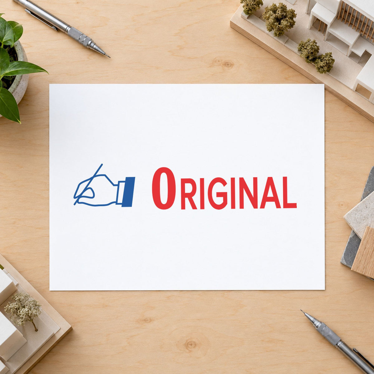 "Original" imprint from fixed stock wording, no customization needed