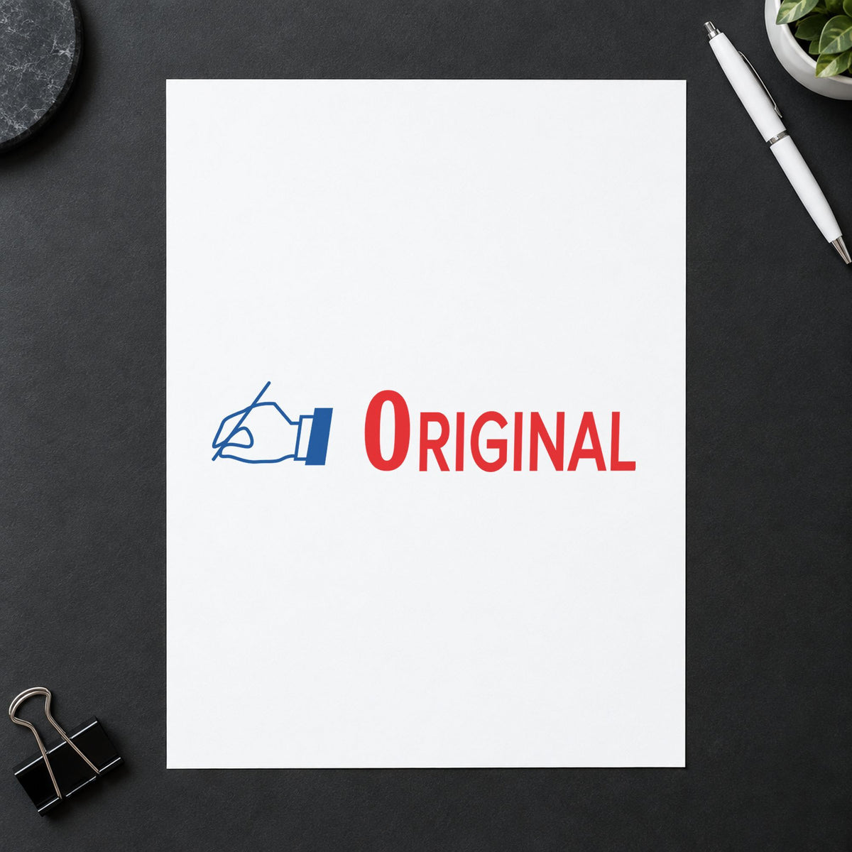 Crisp "Original" imprint produced by the Original Stamp