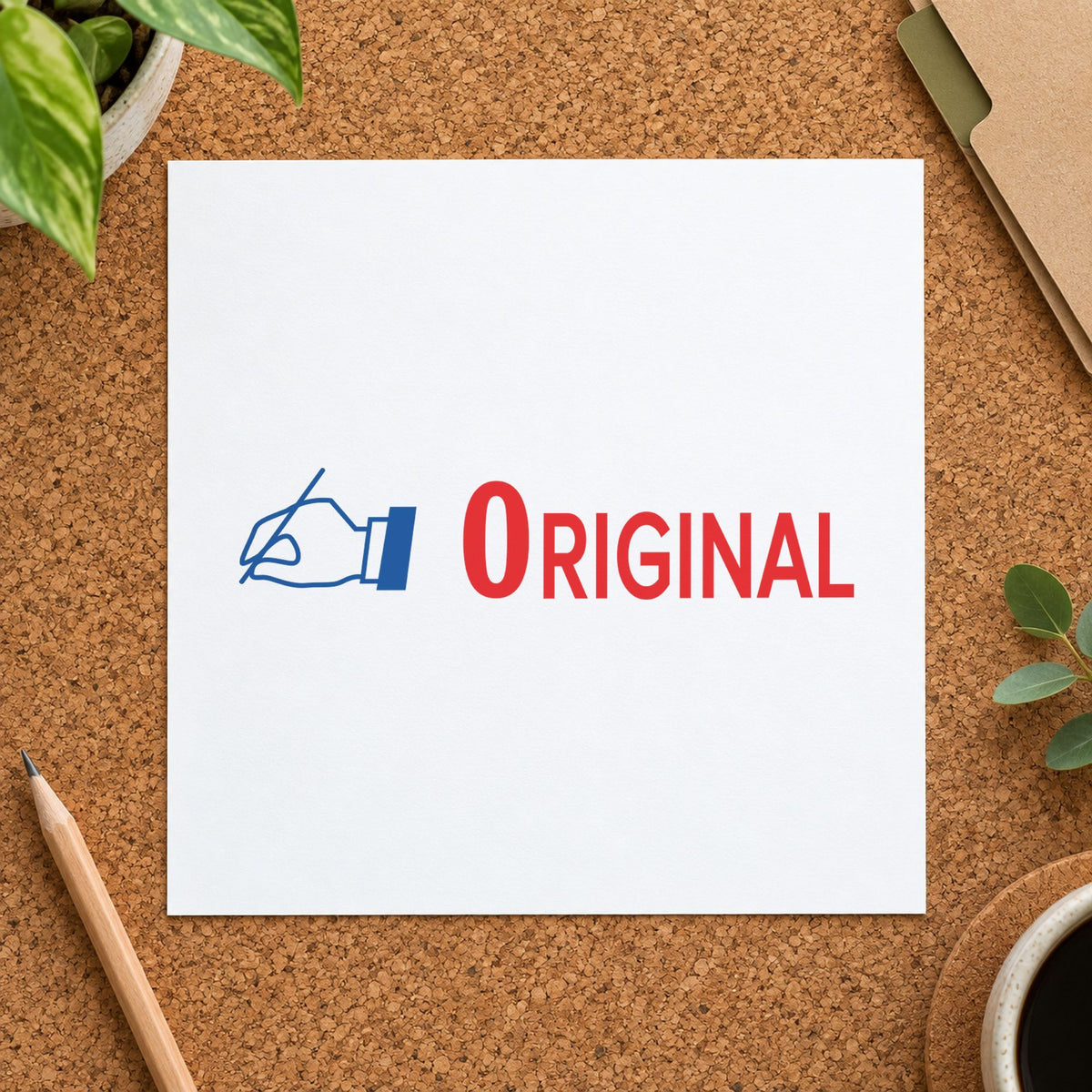 "Original" stamp mark in everyday office use, Xstamper 2039