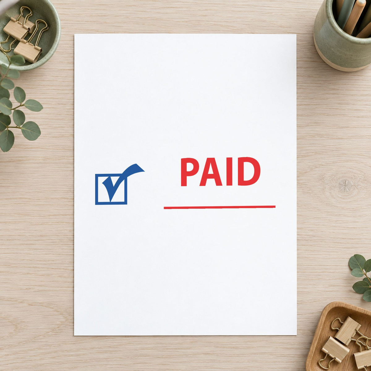 Two-Color Paid Stamp leaving a clean "Paid" impression