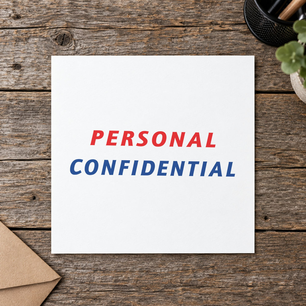 "Personal" imprint at 1-5/8 x 1/2 in, no separate ink pad required