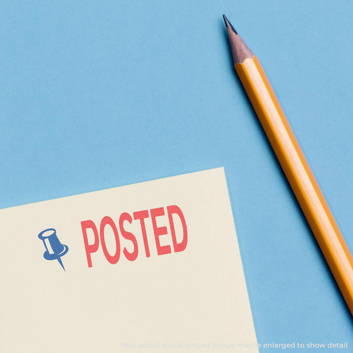 "Posted" mark stamped for document handling, Xstamper 2038 stamp
