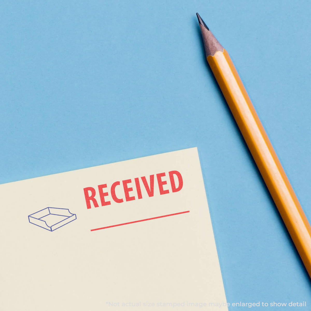 "Received" mark stamped for document handling, Xstamper 2030 stamp