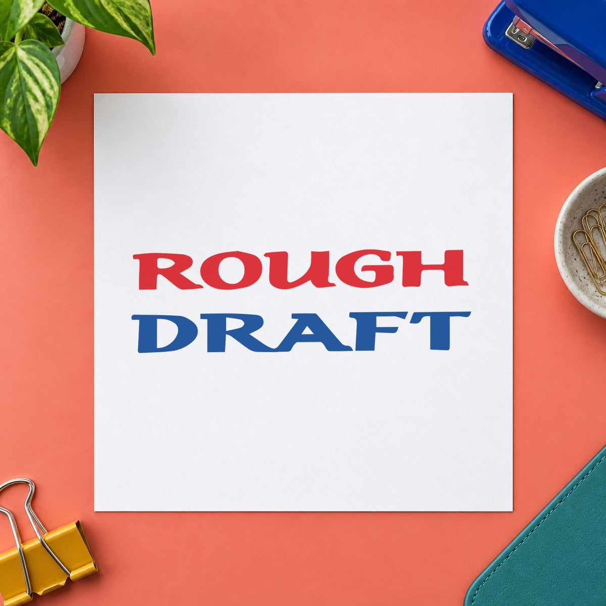 "Rough draft" imprint from fixed stock wording, no customization needed
