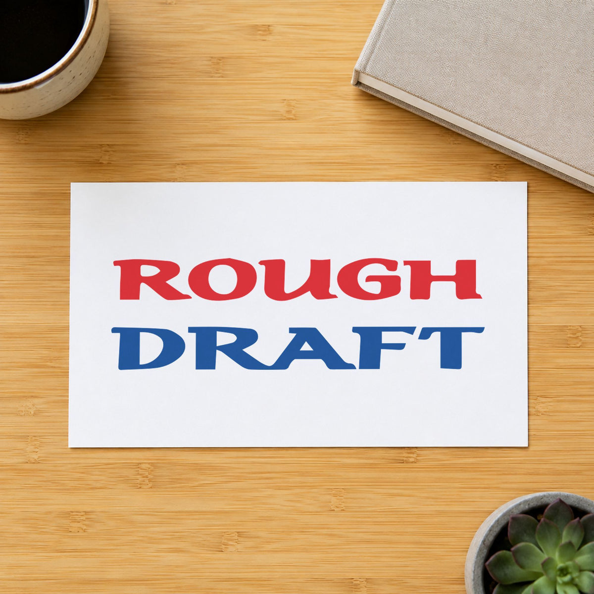 "Rough draft" imprint at 1/2 x 1-5/8 in, no separate ink pad required