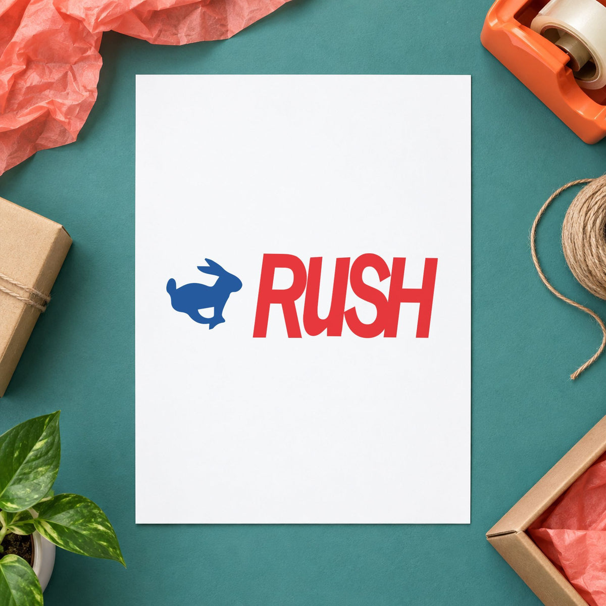 "Rush" stamp impression made with pre-inked Xstamper 2040