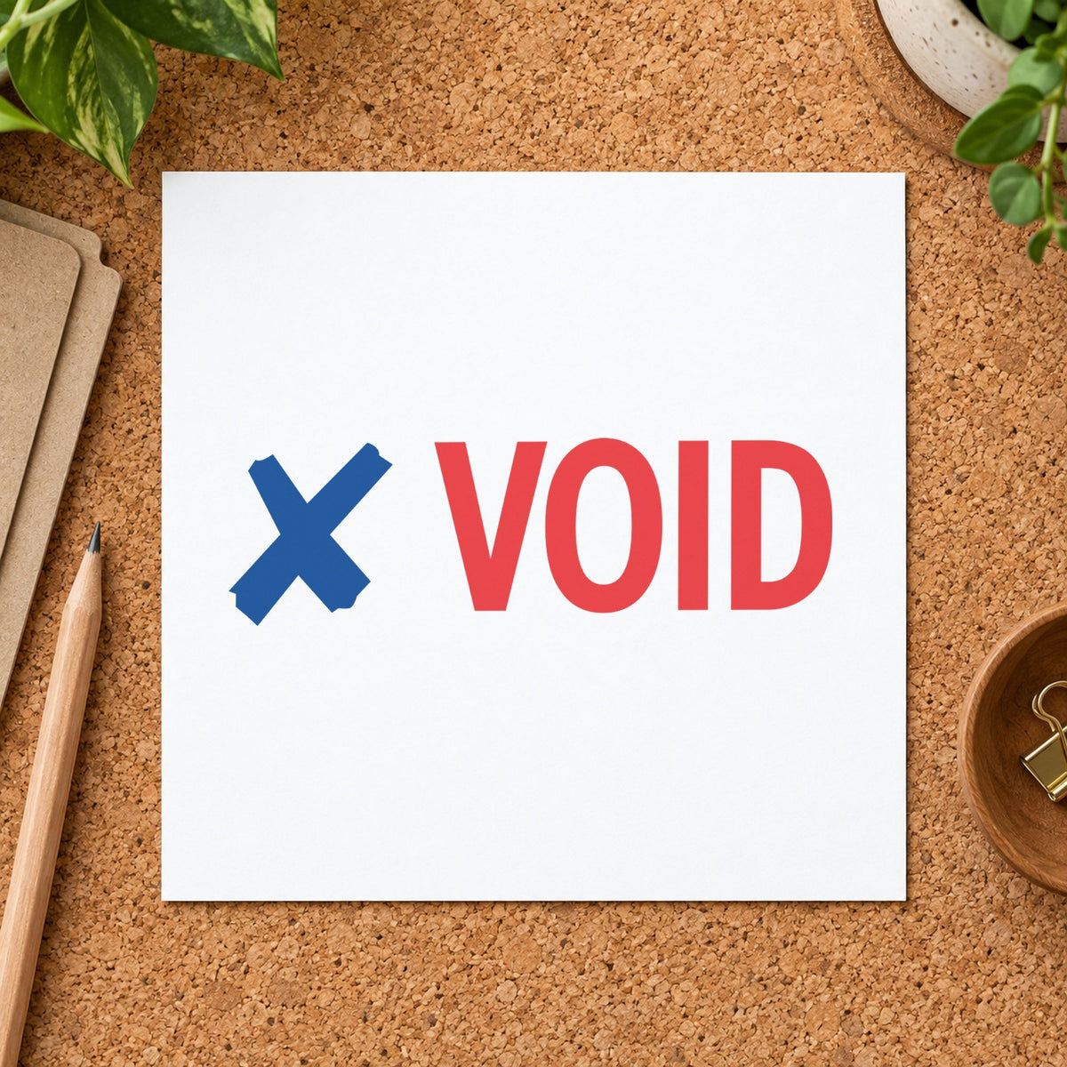 "Void" imprint at 1/2 x 1-5/8 in, no separate ink pad required
