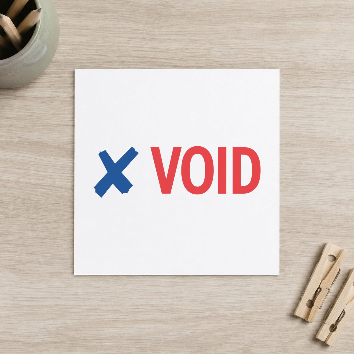"Void" stamp mark in everyday office use, Xstamper 2037