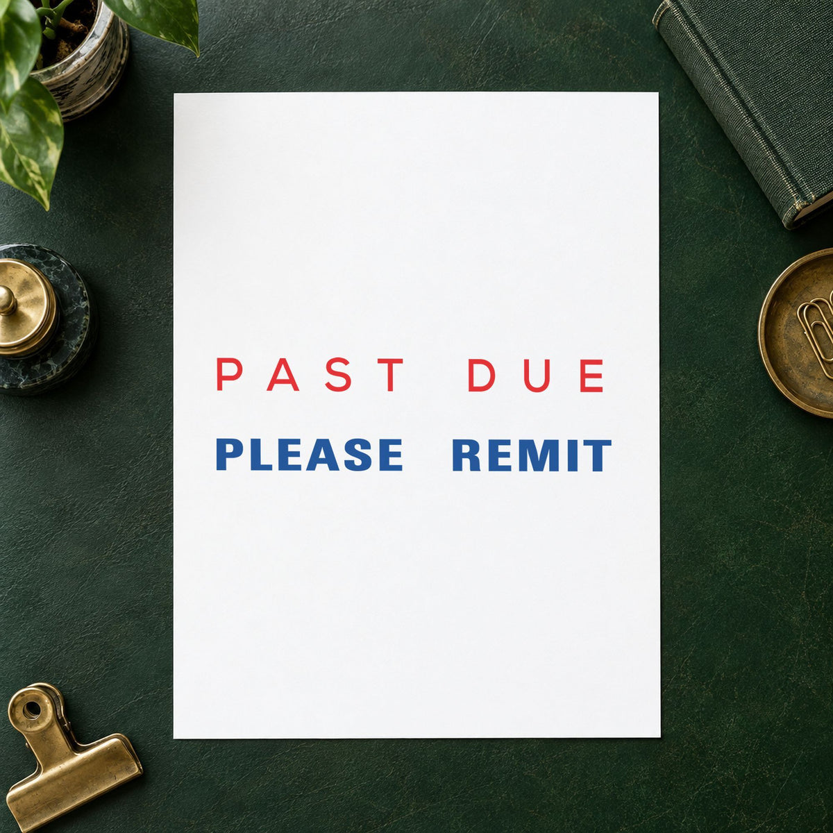 Marking a page "Past due please remit" with the Two-Color Past Due Please Remit Billing Stamp