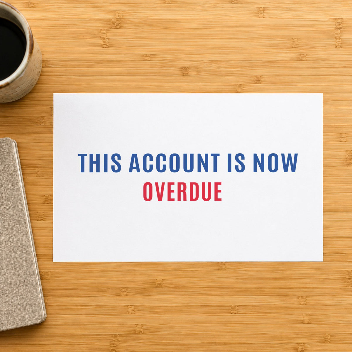 Marking a page "This account is now overdue" with the Xstamper This Account Is Now Overdue Billing Stamp