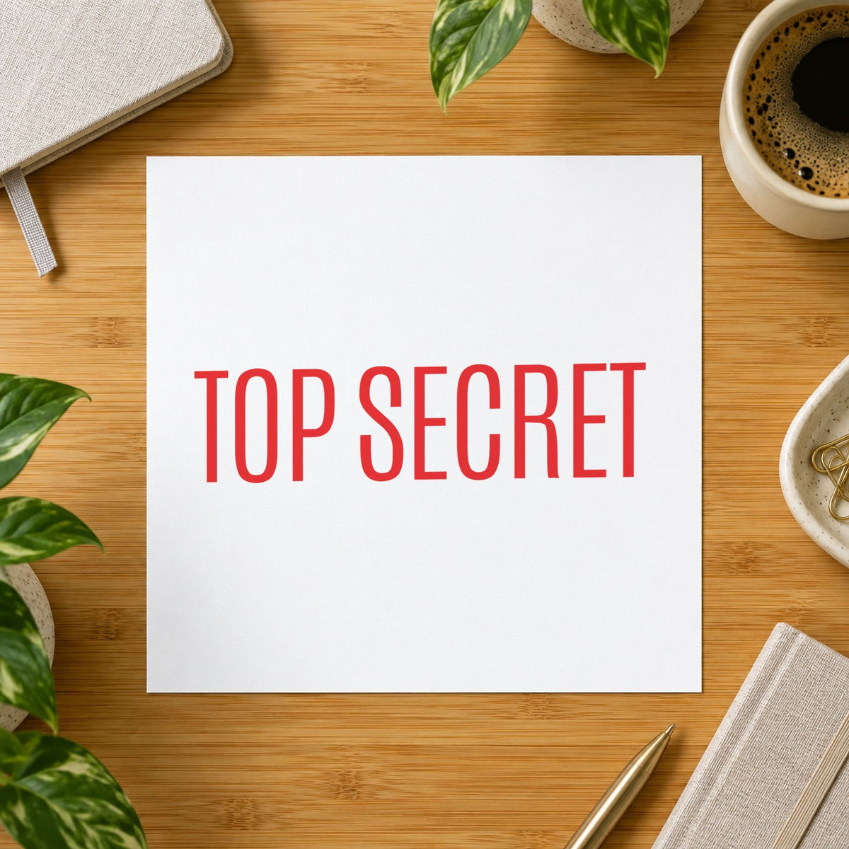 "Top secret" imprint from fixed stock wording, no customization needed
