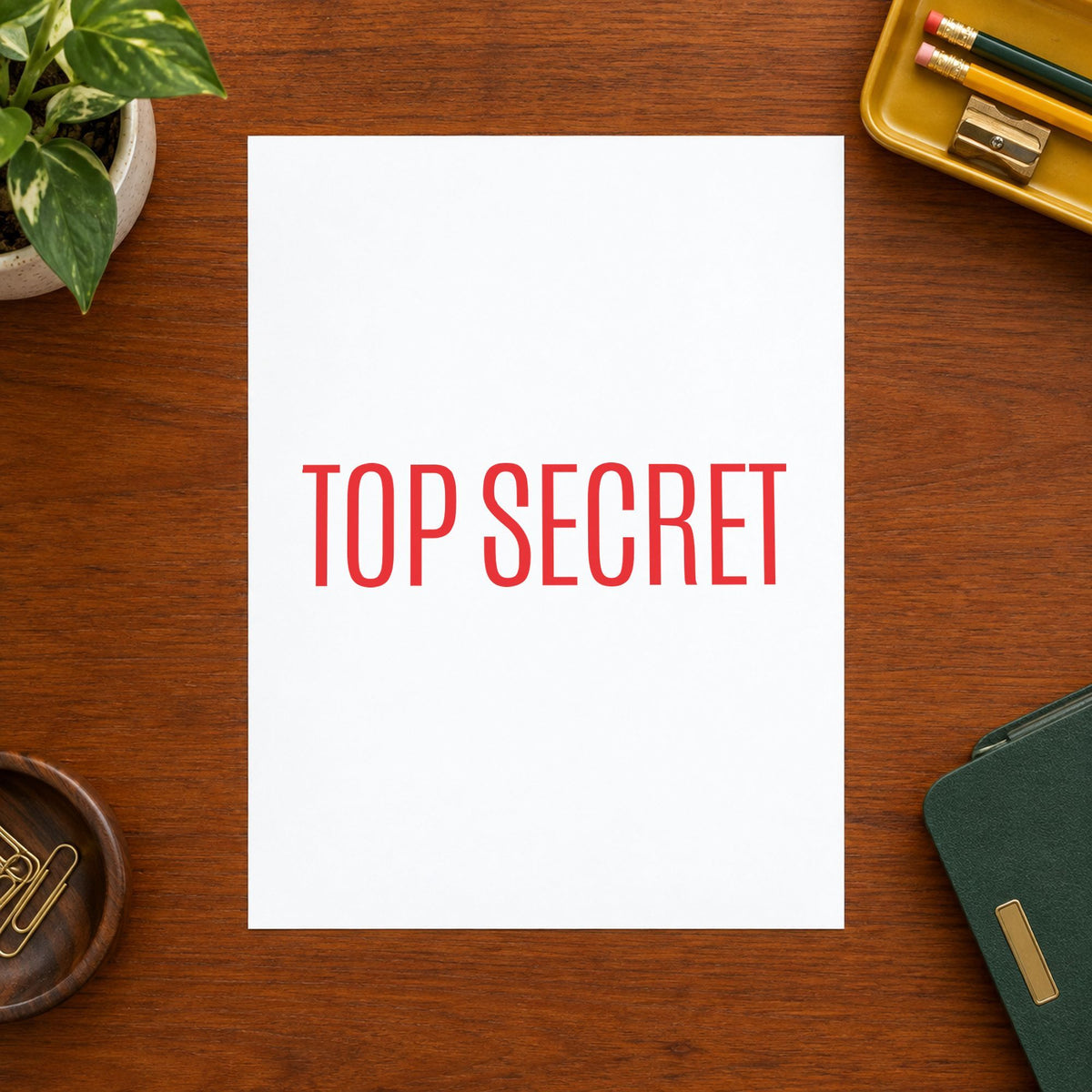 "Top secret" mark added to paperwork with a pre-inked Xstamper stamp