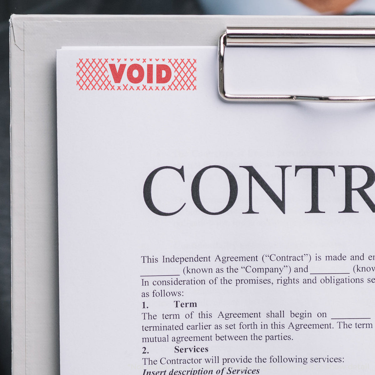 "Void" imprint used to flag items for handling, Red Void Accounting Stamp