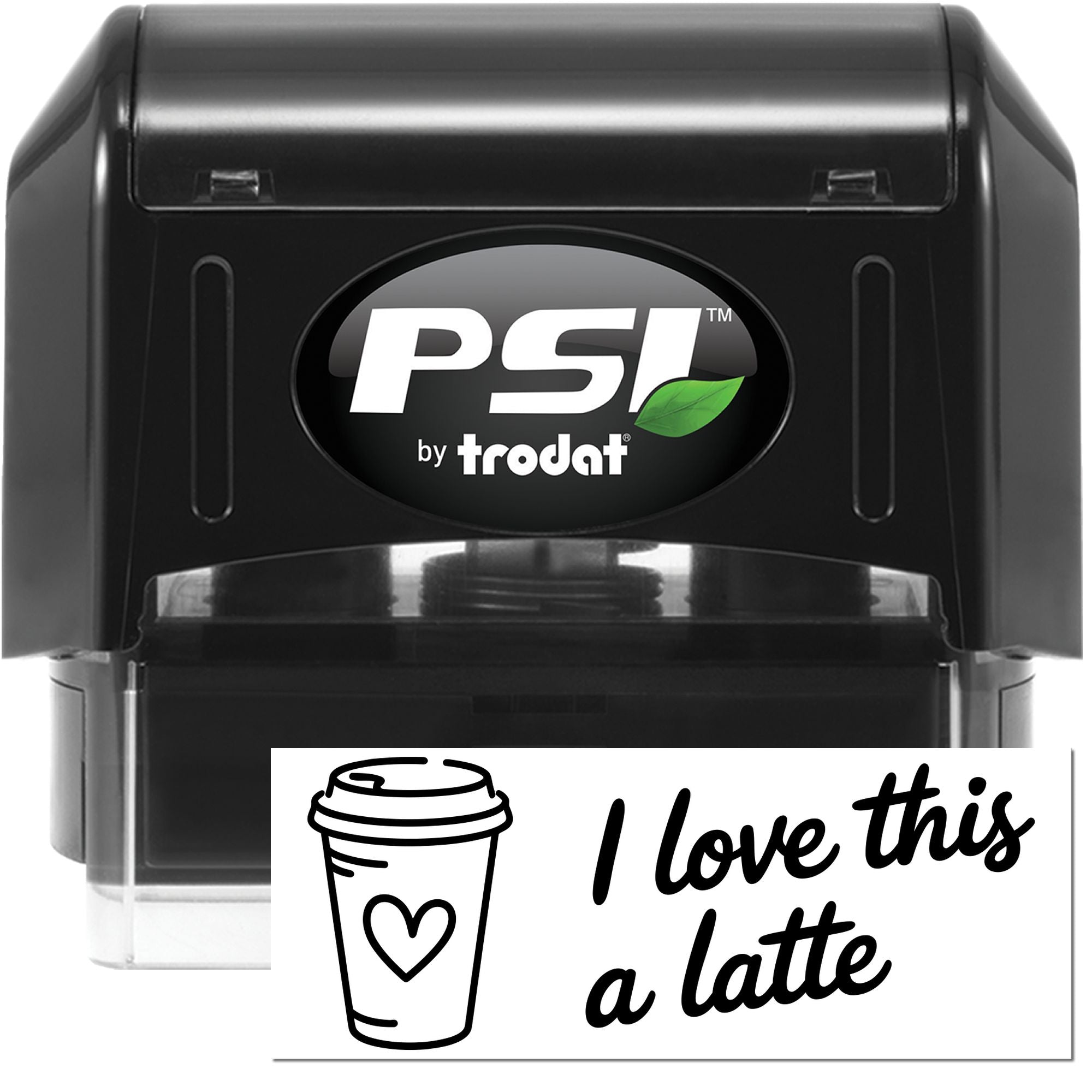 PSI by Trodat self-inking rubber stamp with coffee cup and I love this a latte design for coffee lovers.