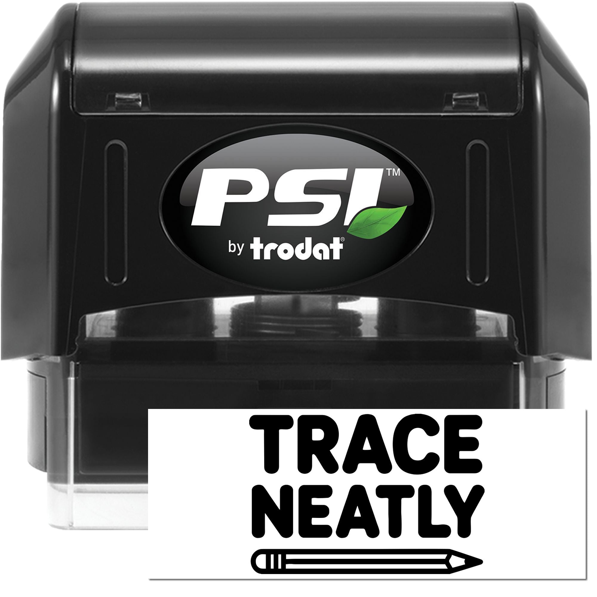 PSI by Trodat self-inking rubber stamp for Trace Neatly classroom and office marking.