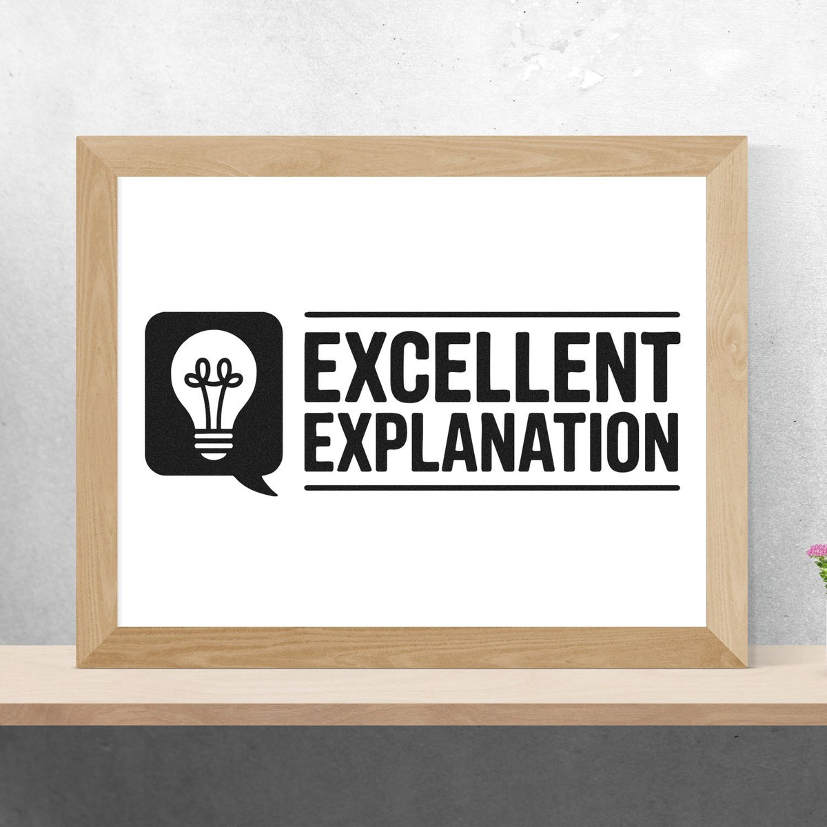 Excellent Explanation rubber stamp with light bulb icon for teacher feedback, classroom grading, and student work.