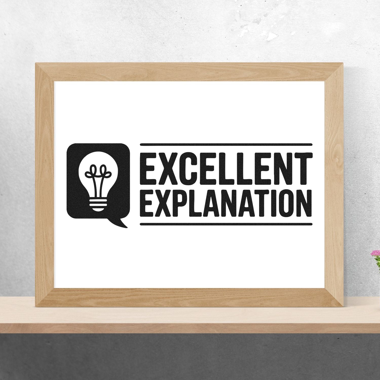 Excellent Explanation rubber stamp with lightbulb icon for teacher feedback, grading, and office approval.