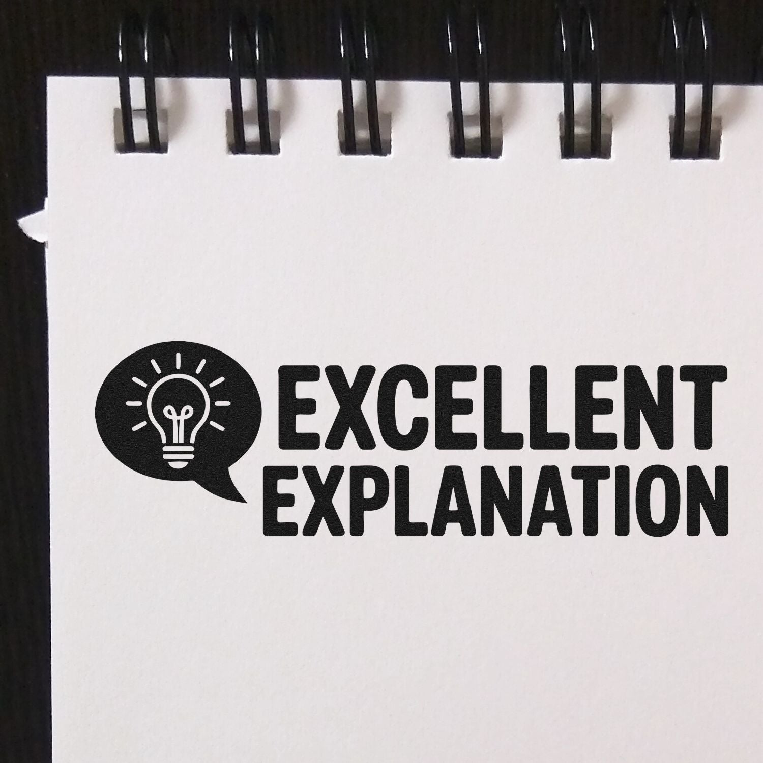 Excellent Explanation rubber stamp with lightbulb icon for teacher feedback, classroom grading, and office approval.