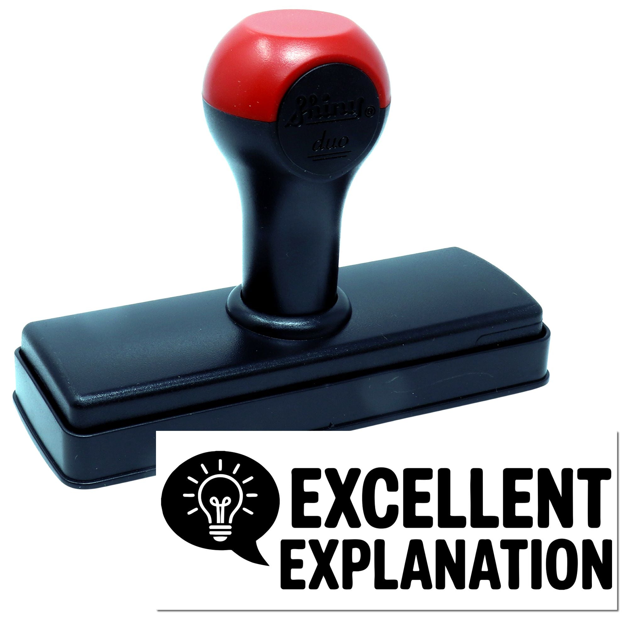Excellent Explanation self-inking rubber stamp with lightbulb icon for teacher grading, office notes, and feedback.