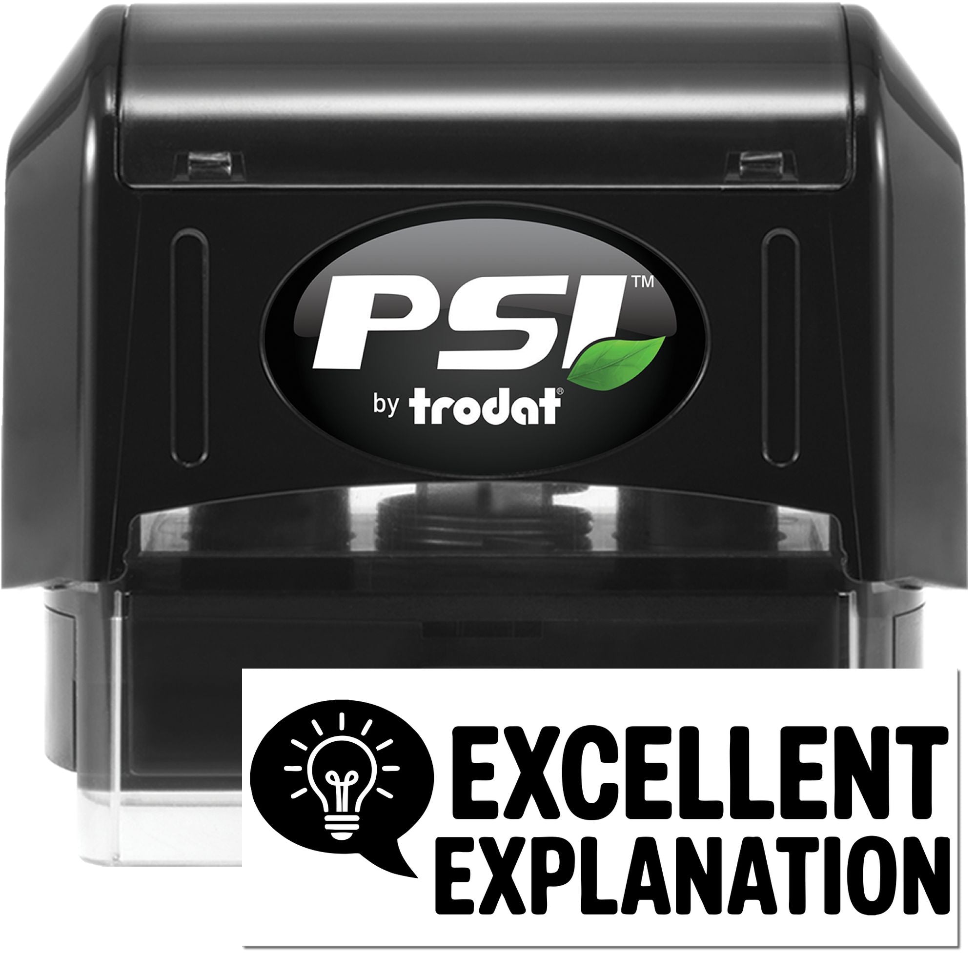 PSI by Trodat self-inking rubber stamp with Excellent Explanation design for teacher feedback and office use.