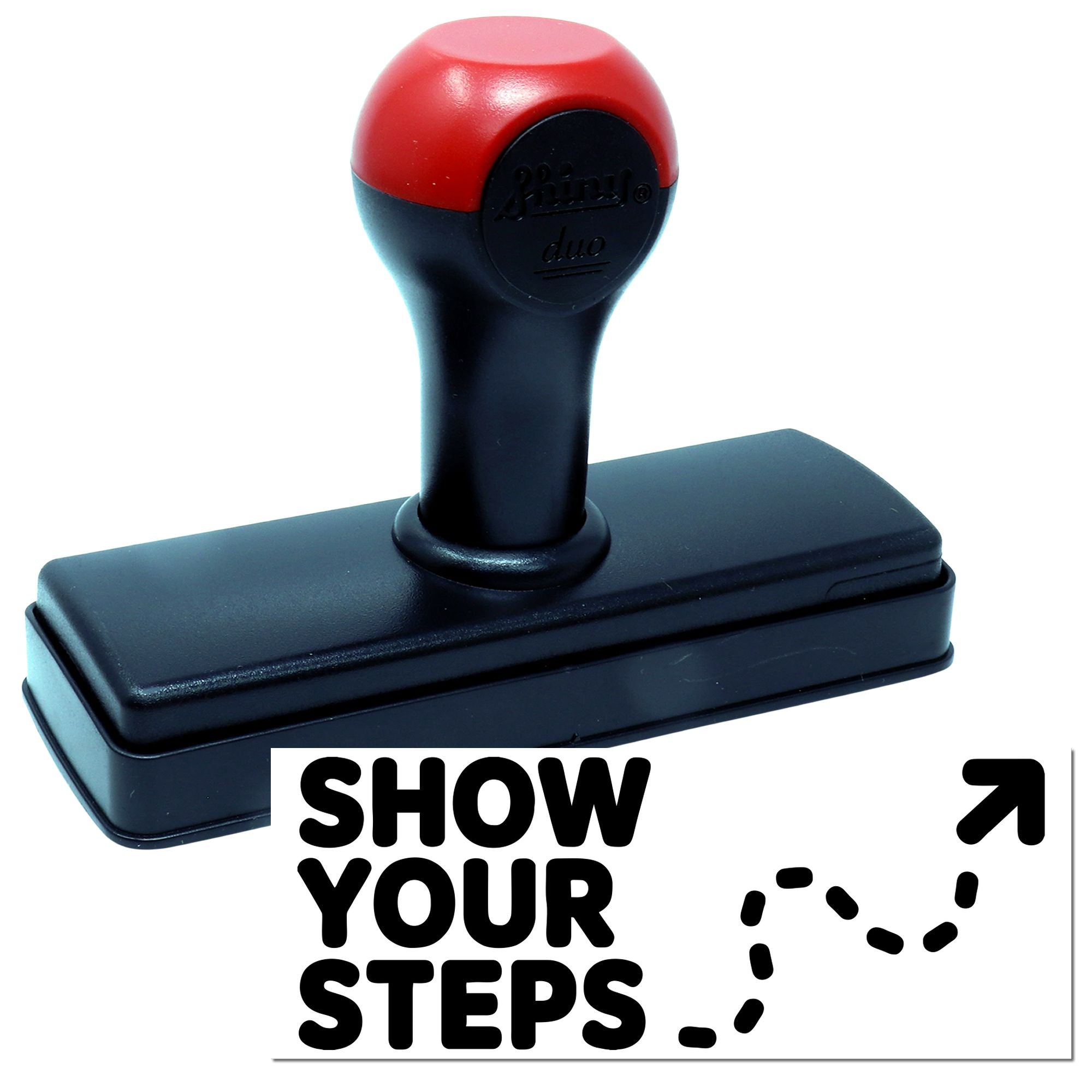 Self-inking rubber stamp with Show Your Steps text and arrow icon for marking step-by-step instructions.