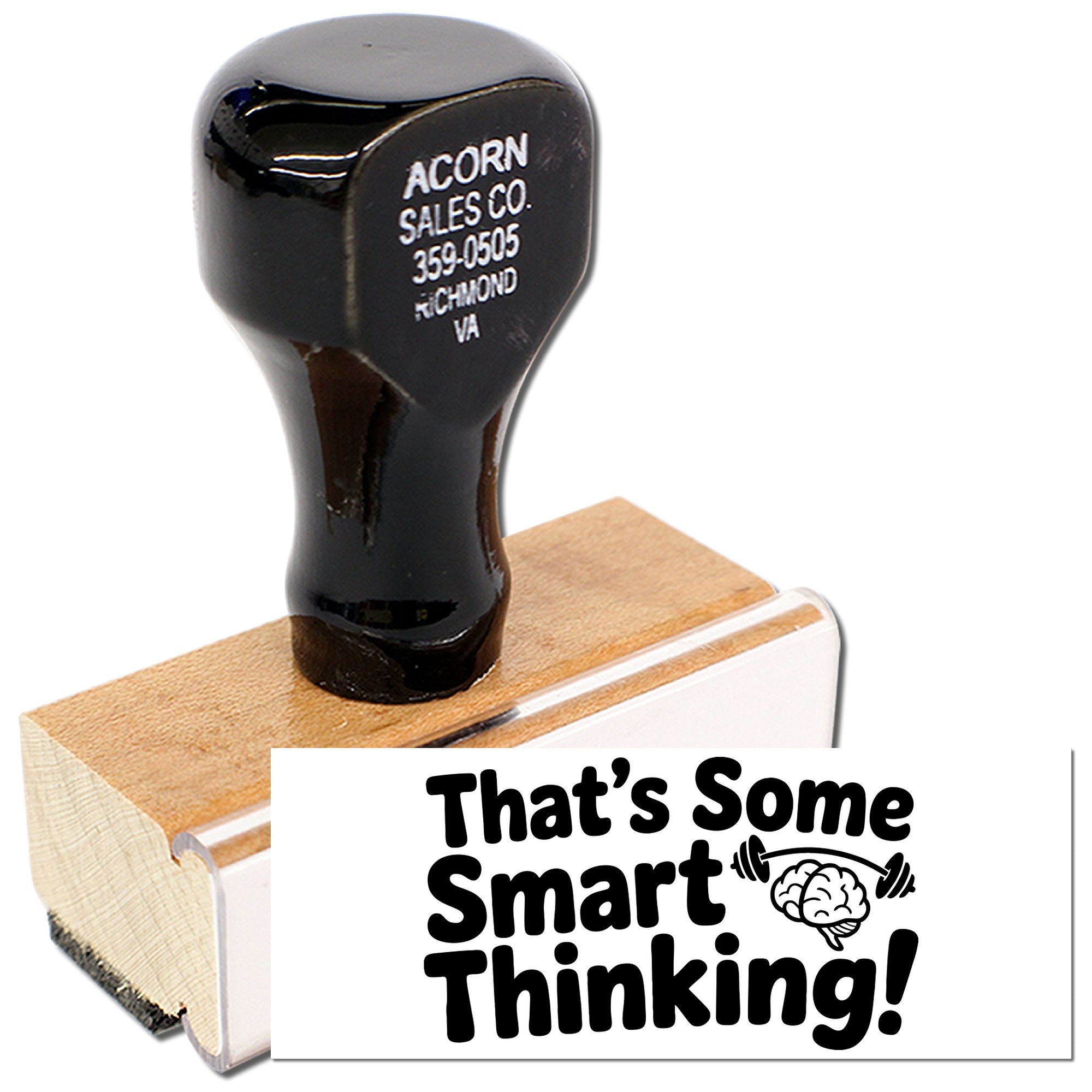 Custom rubber stamp with Thats Some Smart Thinking! design and brain icon for teacher rewards, offices, and paperwork.