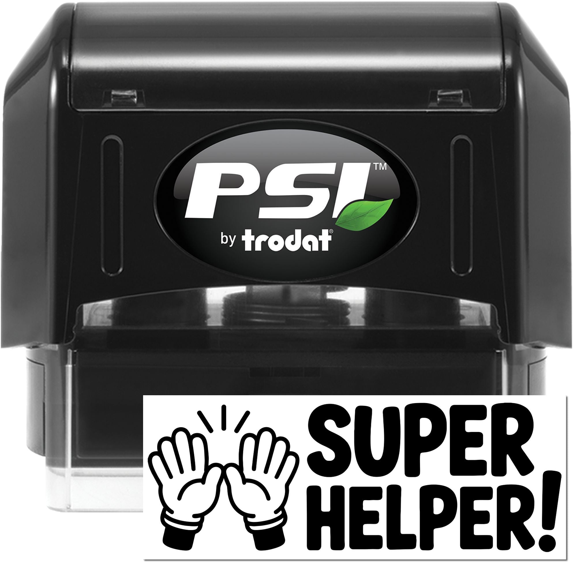 PSI by Trodat self-inking rubber stamp with Super Helper! imprint for custom office and reward stamping.