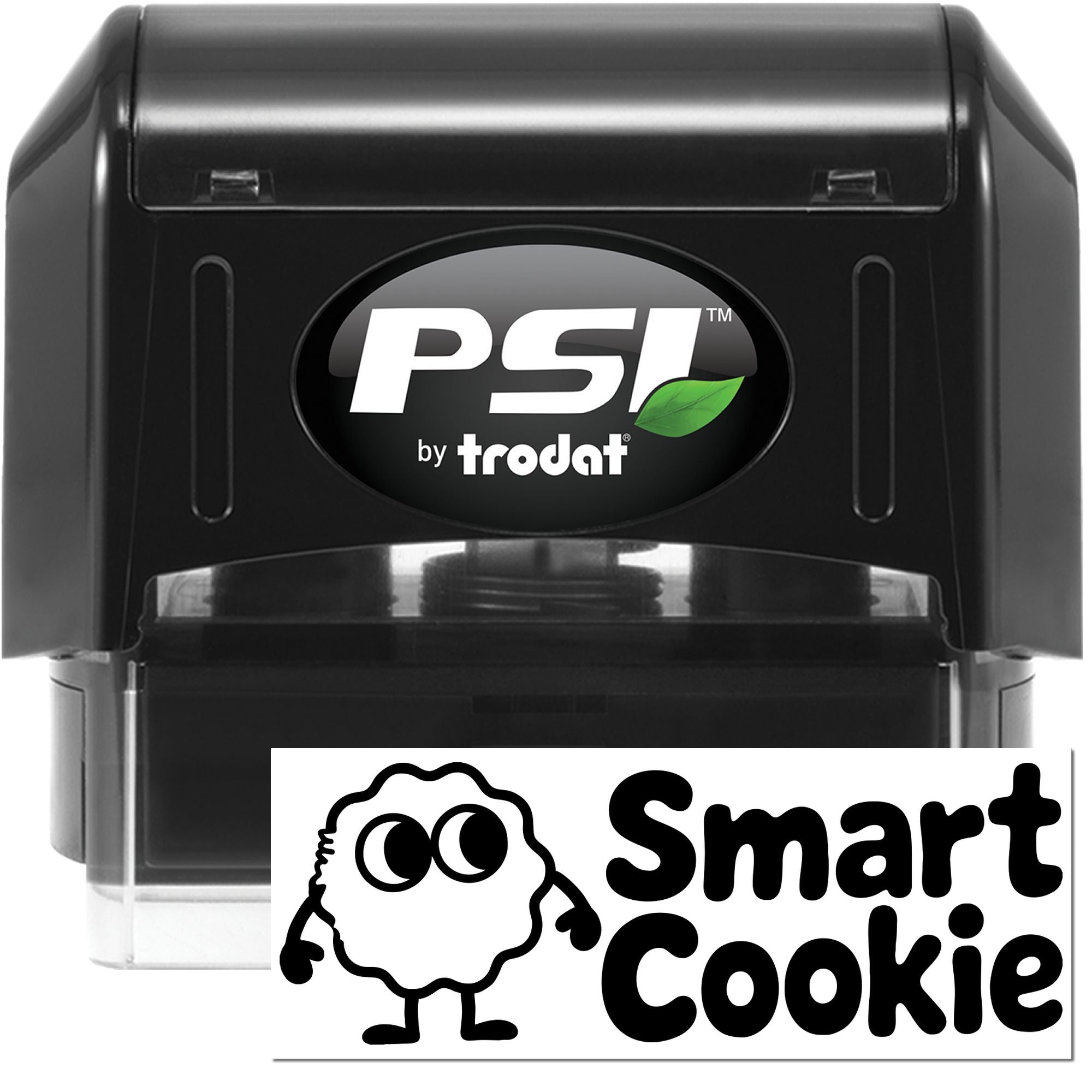 PSI by Trodat custom self-inking rubber stamp with Smart Cookie design for teachers, classrooms, and student rewards.