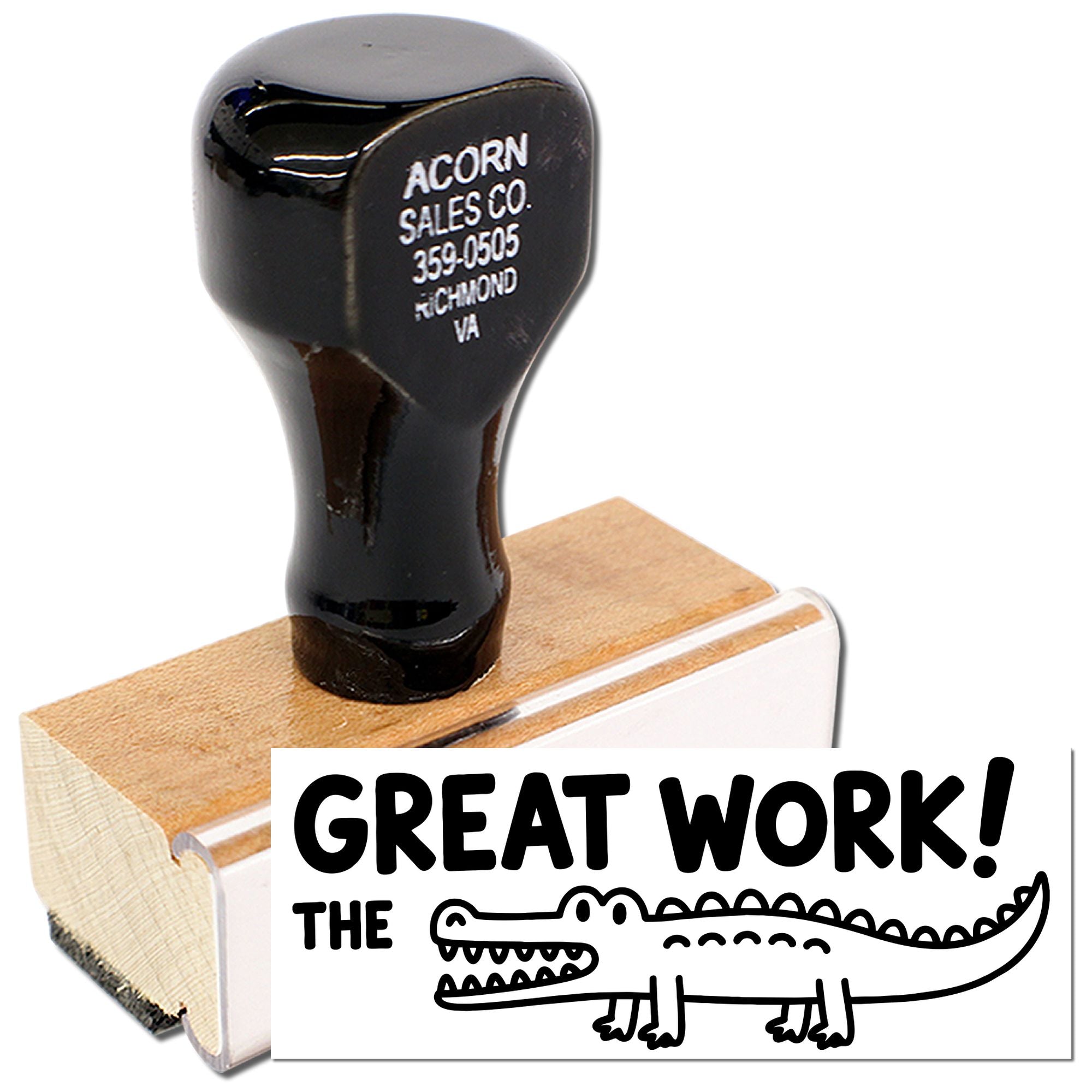 Great Work crocodile rubber stamp for classroom rewards and motivational notes