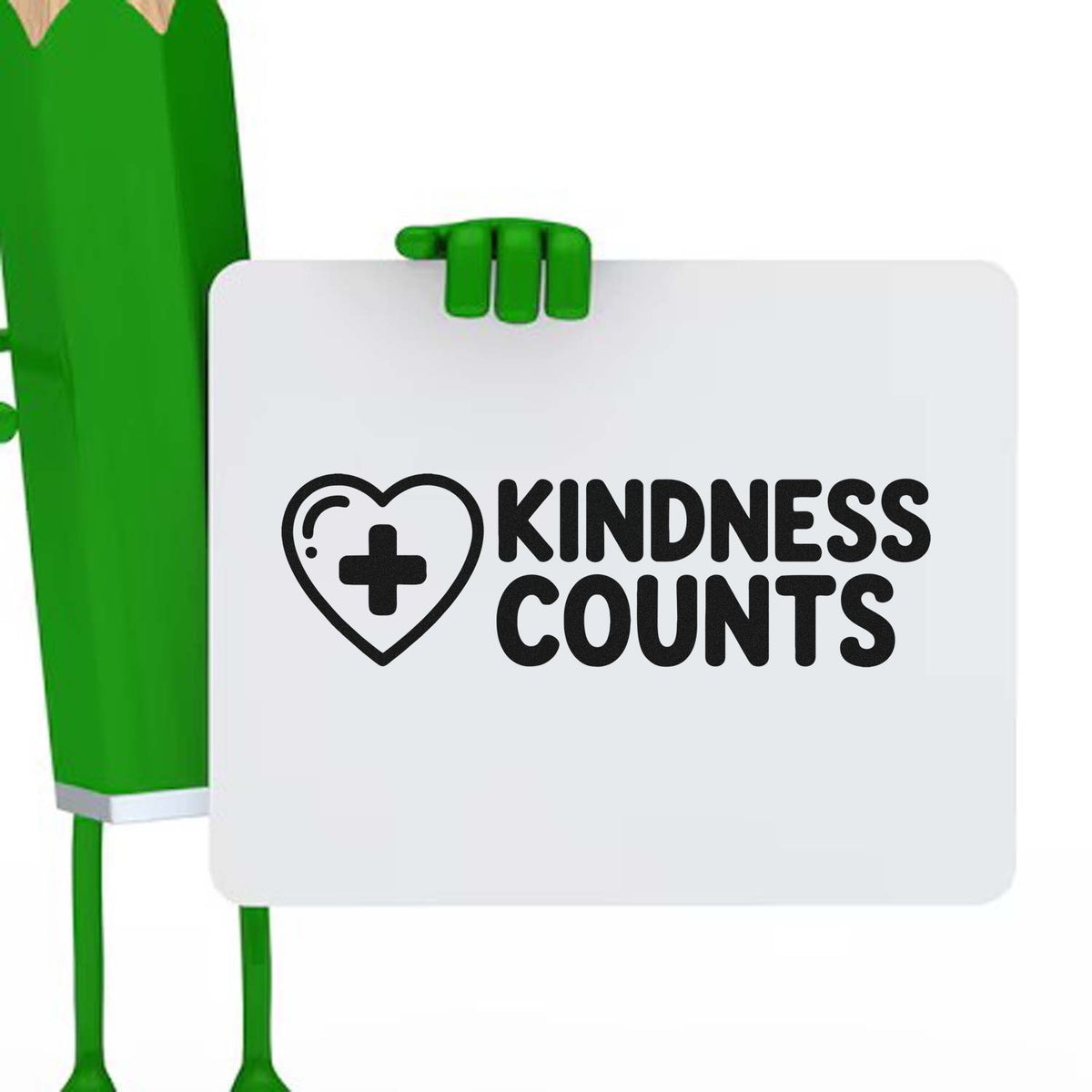 Kindness Counts rubber stamp design with heart and cross icon for kindness awareness, school, and classroom stamping.