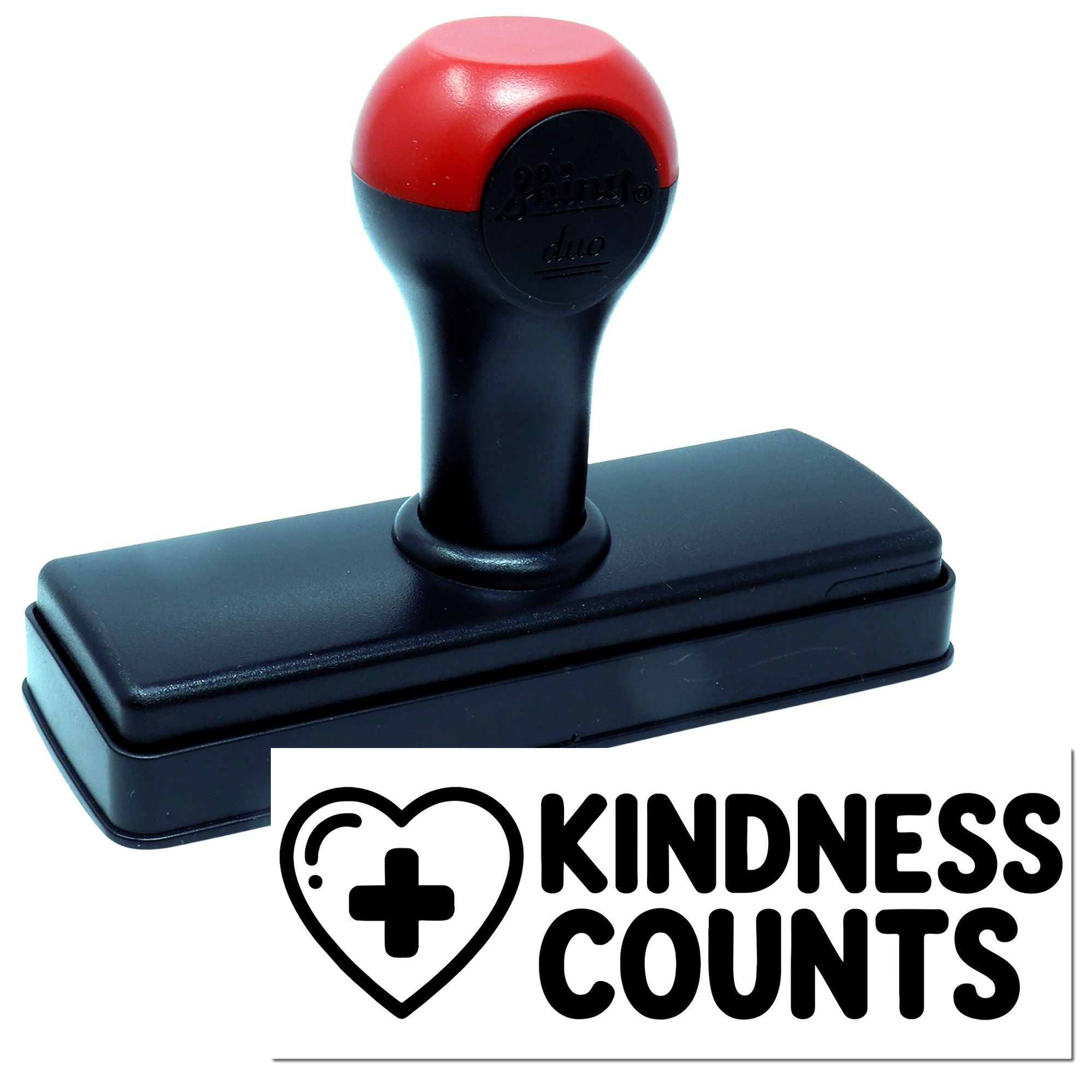 Self-inking rubber stamp with Kindness Counts heart icon for encouragement, classroom, or nonprofit use.