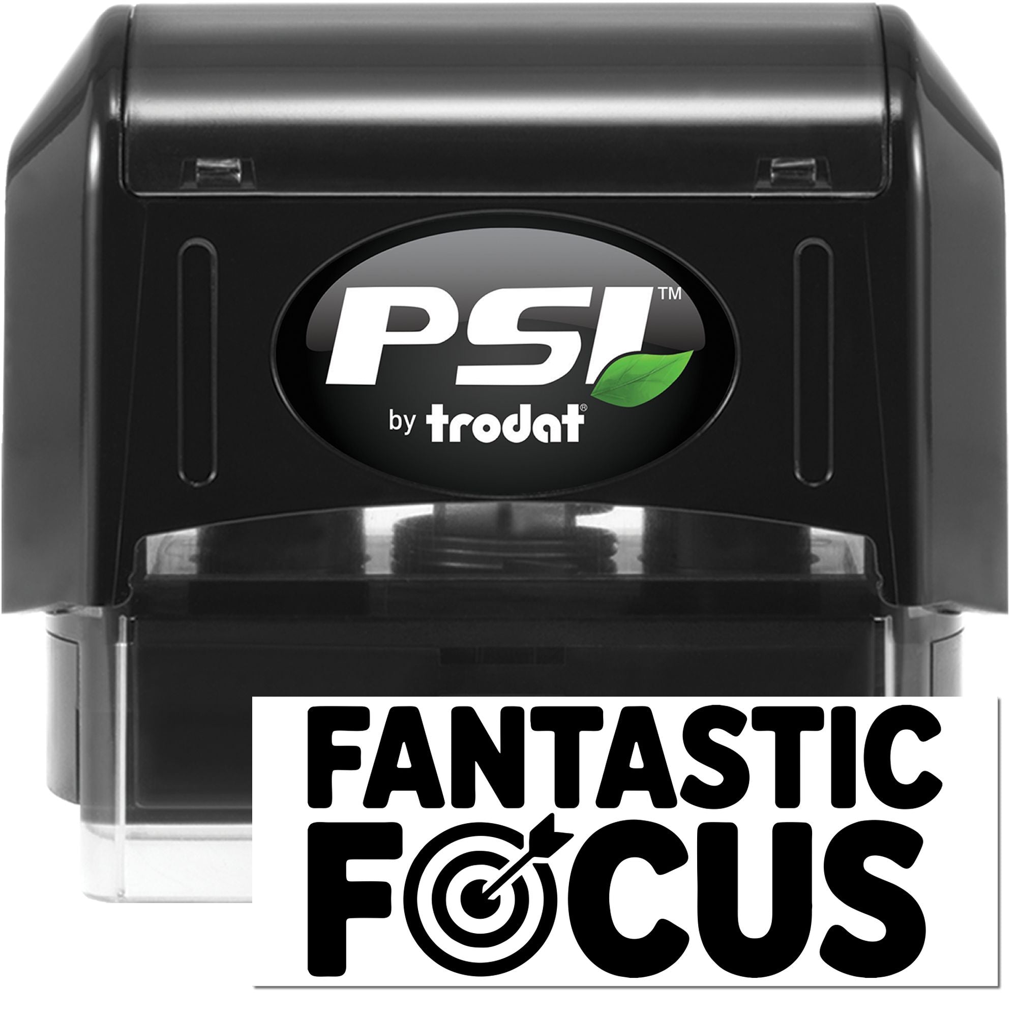PSI by Trodat self-inking rubber stamp for Fantastic Focus custom logo branding and professional office stamping.